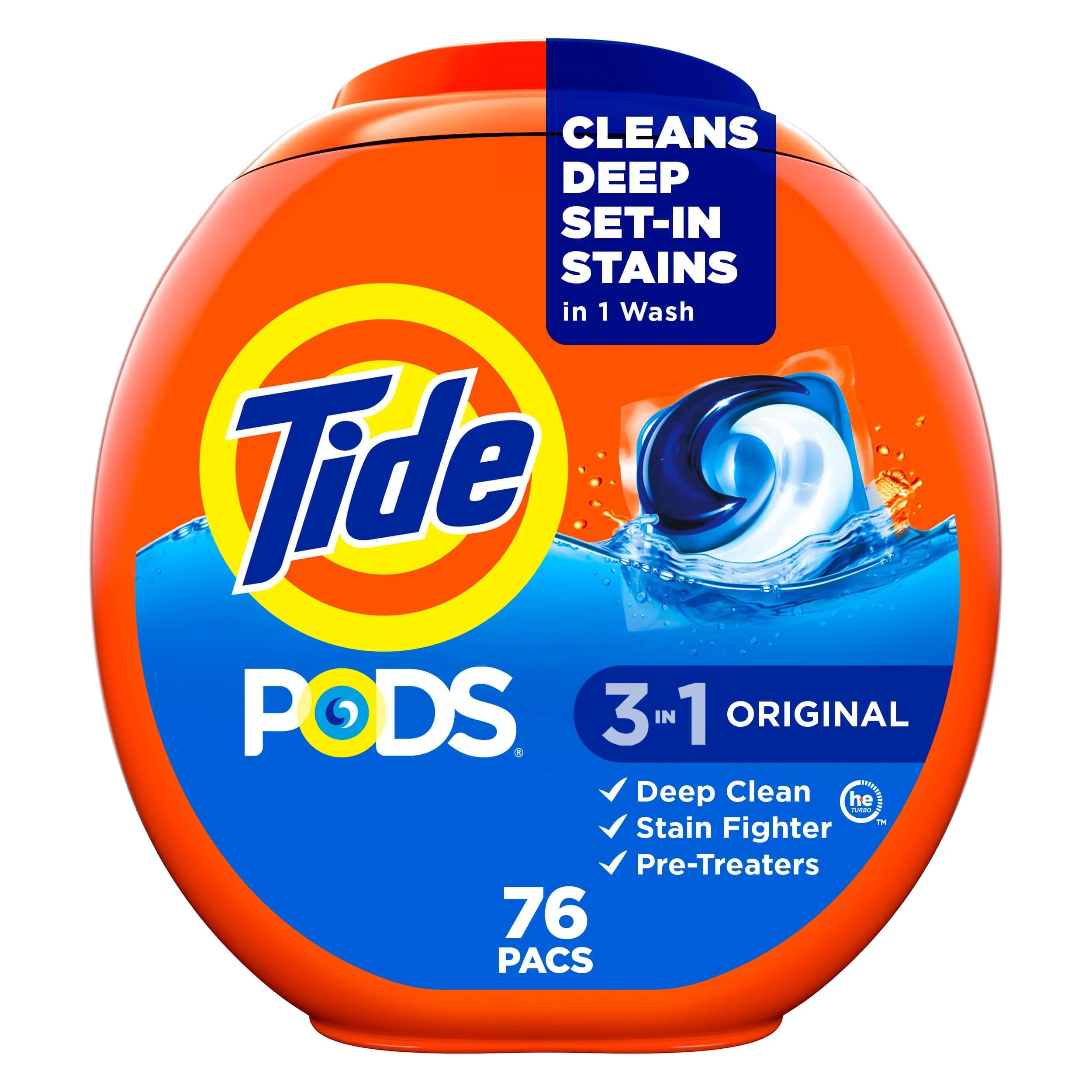 Tide PODS 3-in-1 Laundry Detergent Pacs, 76 Count, HE Compatible, Original Scent | USA Imported, Duties Included - main product image