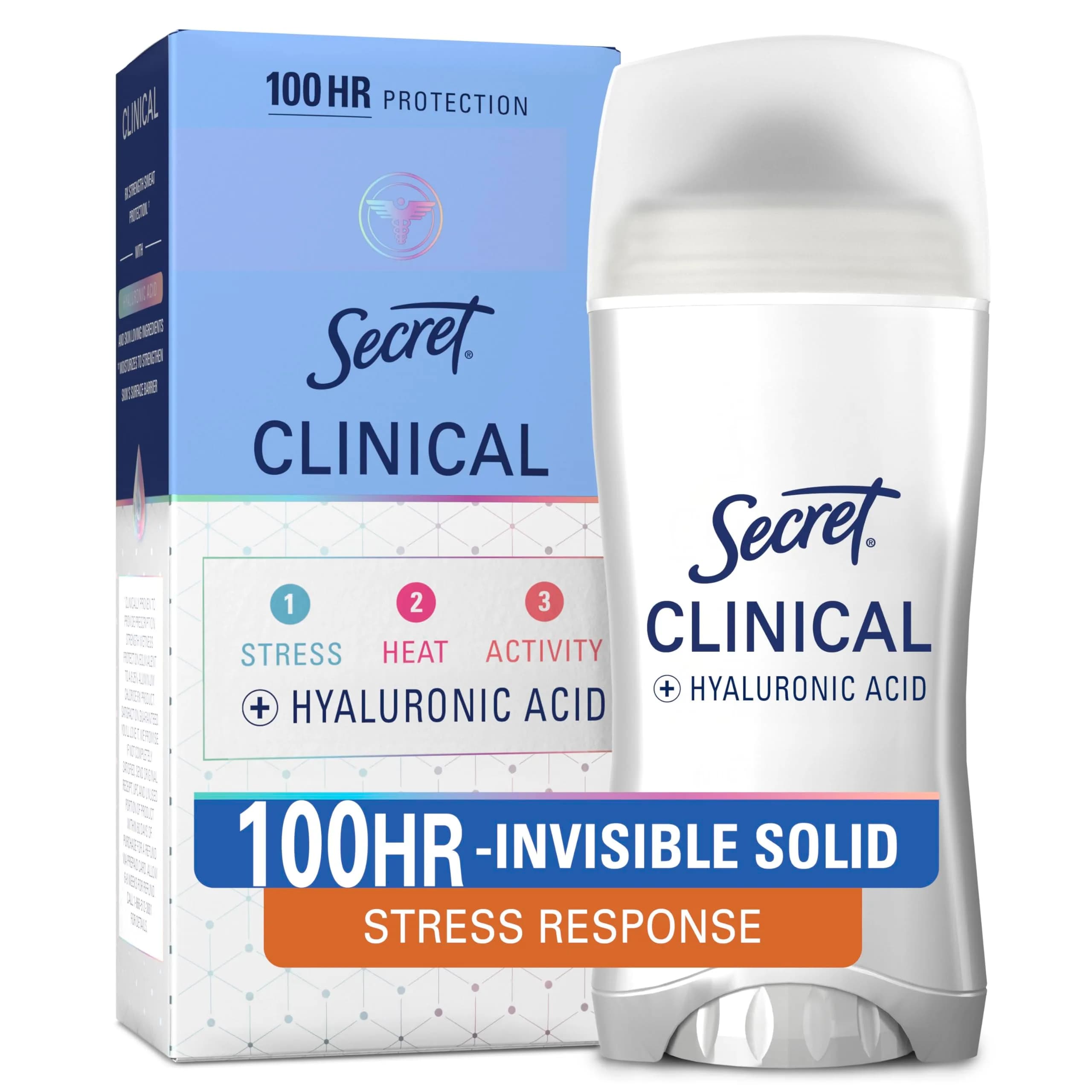 Secret Clinical Strength Stress Response Invisible Solid Antiperspirant Deodorant for Women 78g (2.6 oz) | 100-Hour Sweat & Odor Protection - main product image