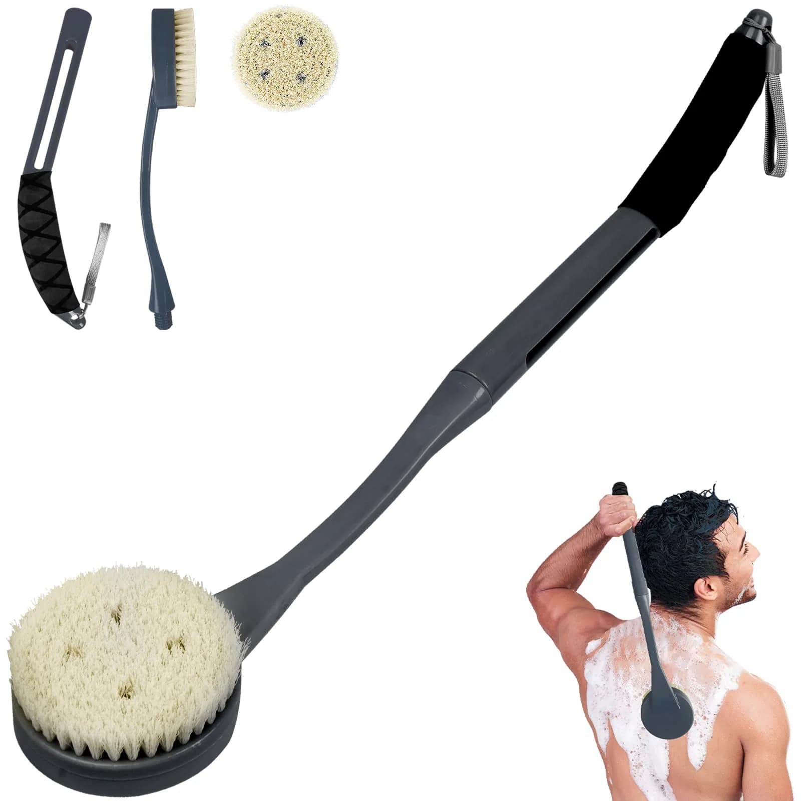 BTideas Long Handle Back Brush for Shower, 52 cm (20.5") Soft Nylon Bristles | Exfoliating Back Scrubber for Improved Skin Health - main product image
