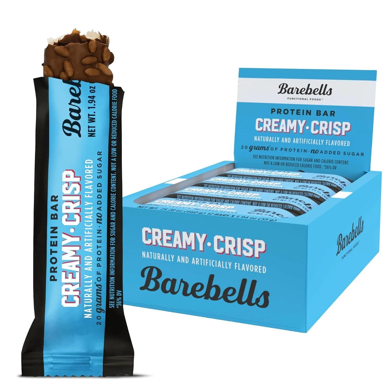 BAREBELLS Creamy Crisp Protein Bars 12 Count | High Protein Snack Bar - main product image