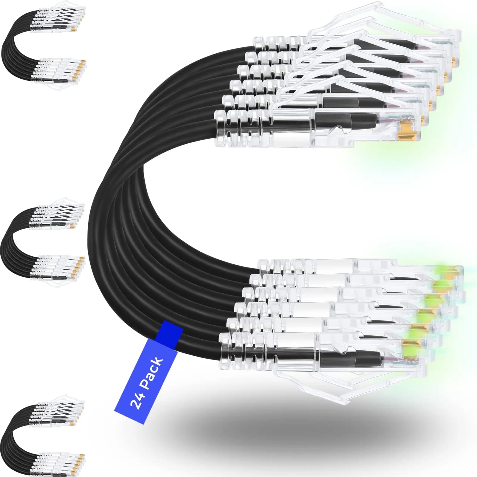 Rapink Cat6a Ethernet Patch Cable 0.5ft (24 Pack) | 10Gbps Speed, Slim Design - main product image