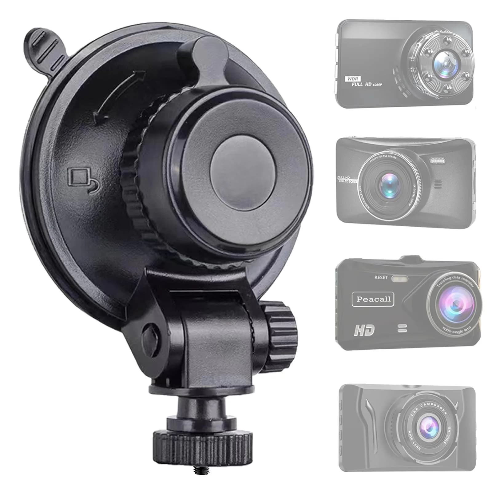 Sportway S501 Dash Cam Suction Mount Holder with Joint | 5.3cm Diameter, 5kg Load Capacity - main product image