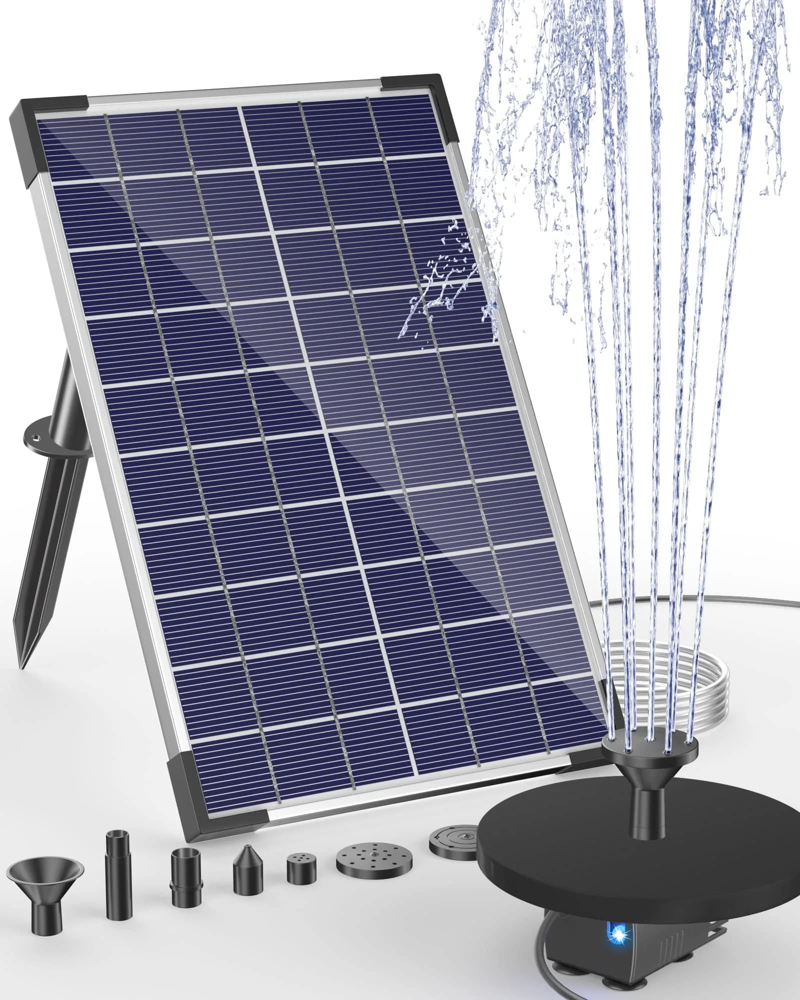 Biling 6.5W Solar Water Pump 250L/h 40-80cm Spray Height | Dry-Run Protected Fountain Pump for Bird Baths & Ponds - main product image