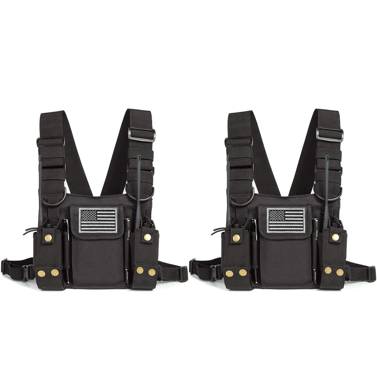 LUITON Radio Shoulder Holster Chest Harness for Two-Way Radio | Adjustable Nylon Tactical Vest (0.63kg, 2 Pack)