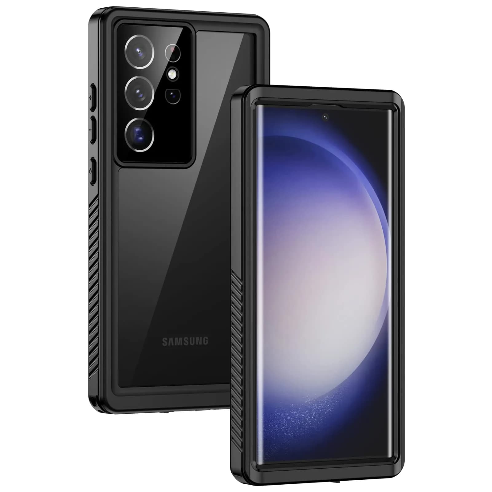 Lanhiem Samsung Galaxy S23 Ultra Phone Case, IP68 Waterproof Dustproof, Shockproof, Built-in Screen Protector, Black