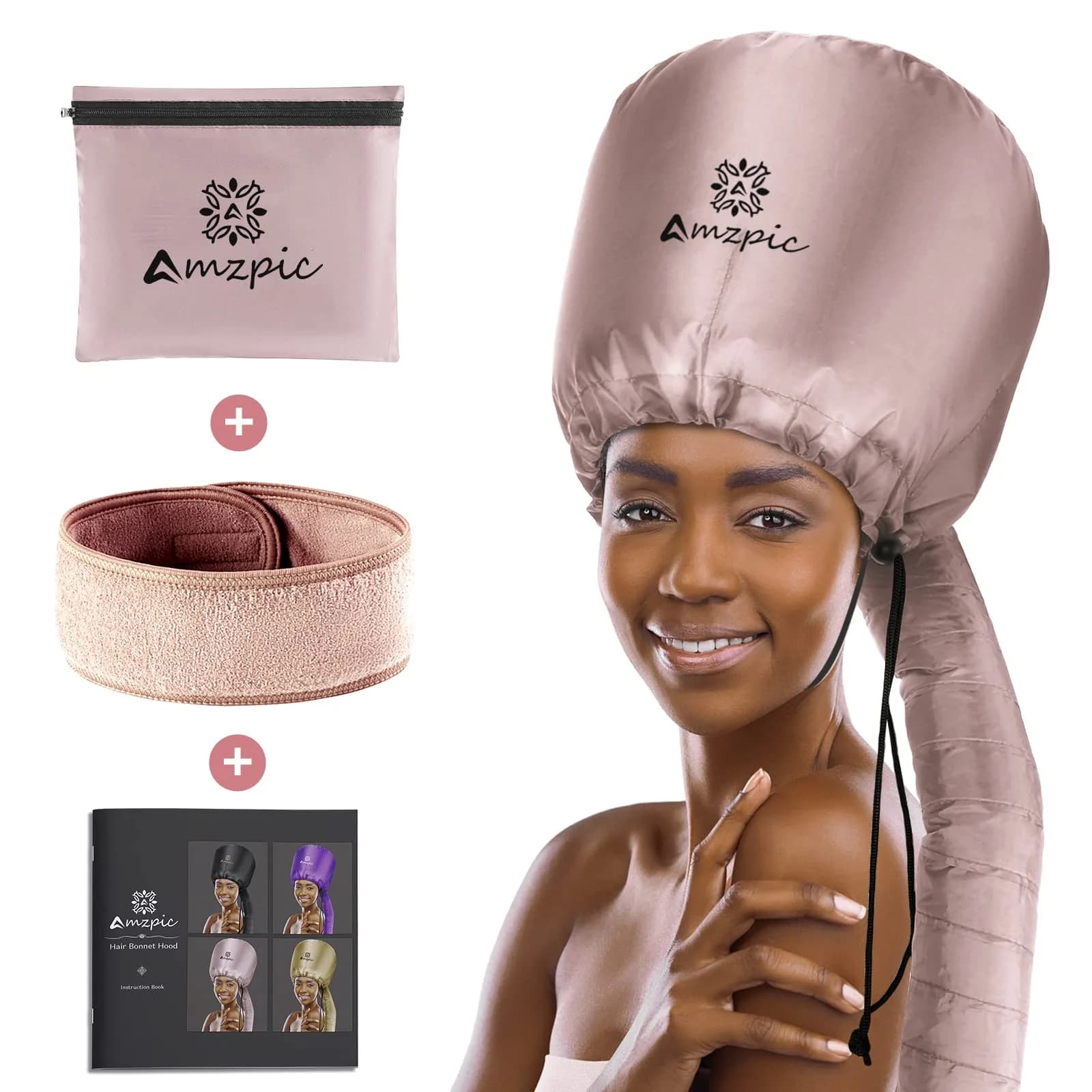 Amzpic Bonnet Hood Hair Dryer Attachment Extra Large Pink | Deep Conditioning & Styling