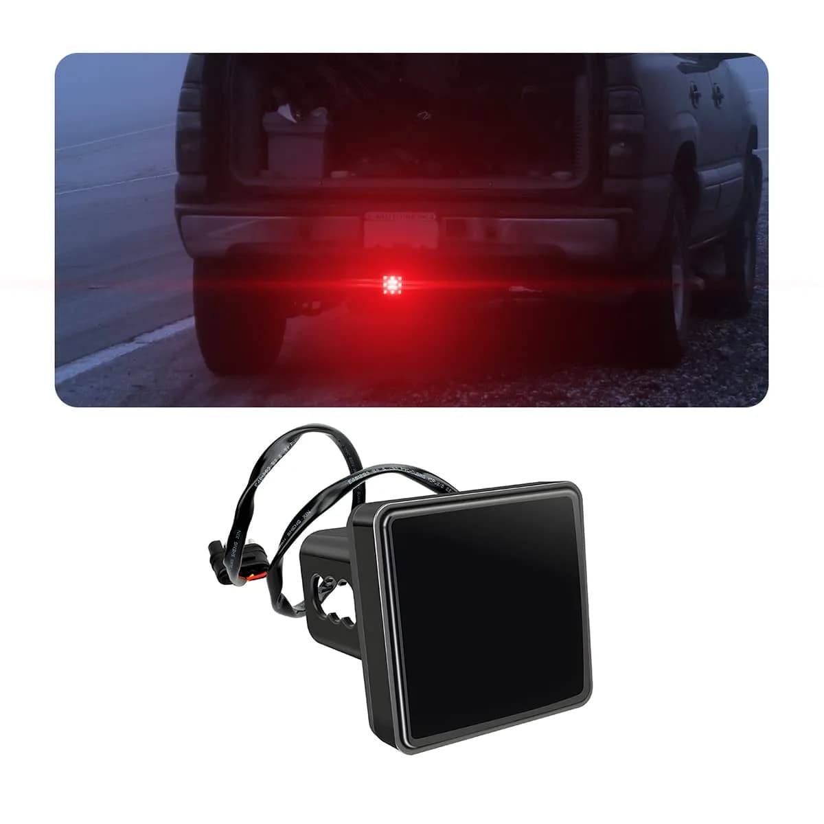 AICEL 15 LED Red Lens Brake Light Trailer Hitch Cover | Super Bright 2" Universal Fit - main product image