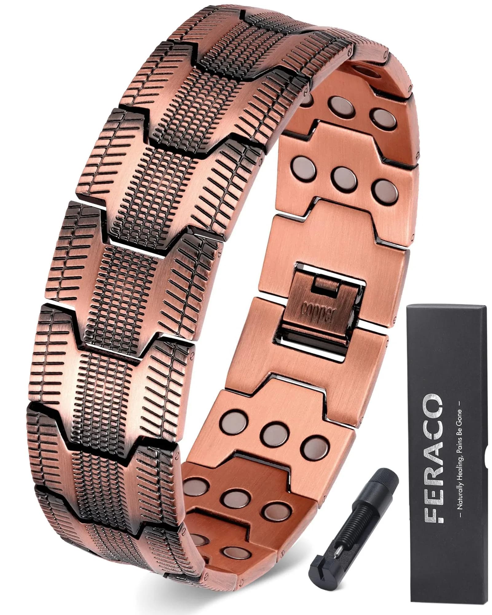 Feraco Pure Copper Magnetic Bracelet for Men | 23cm (9.06 inches) - main product image