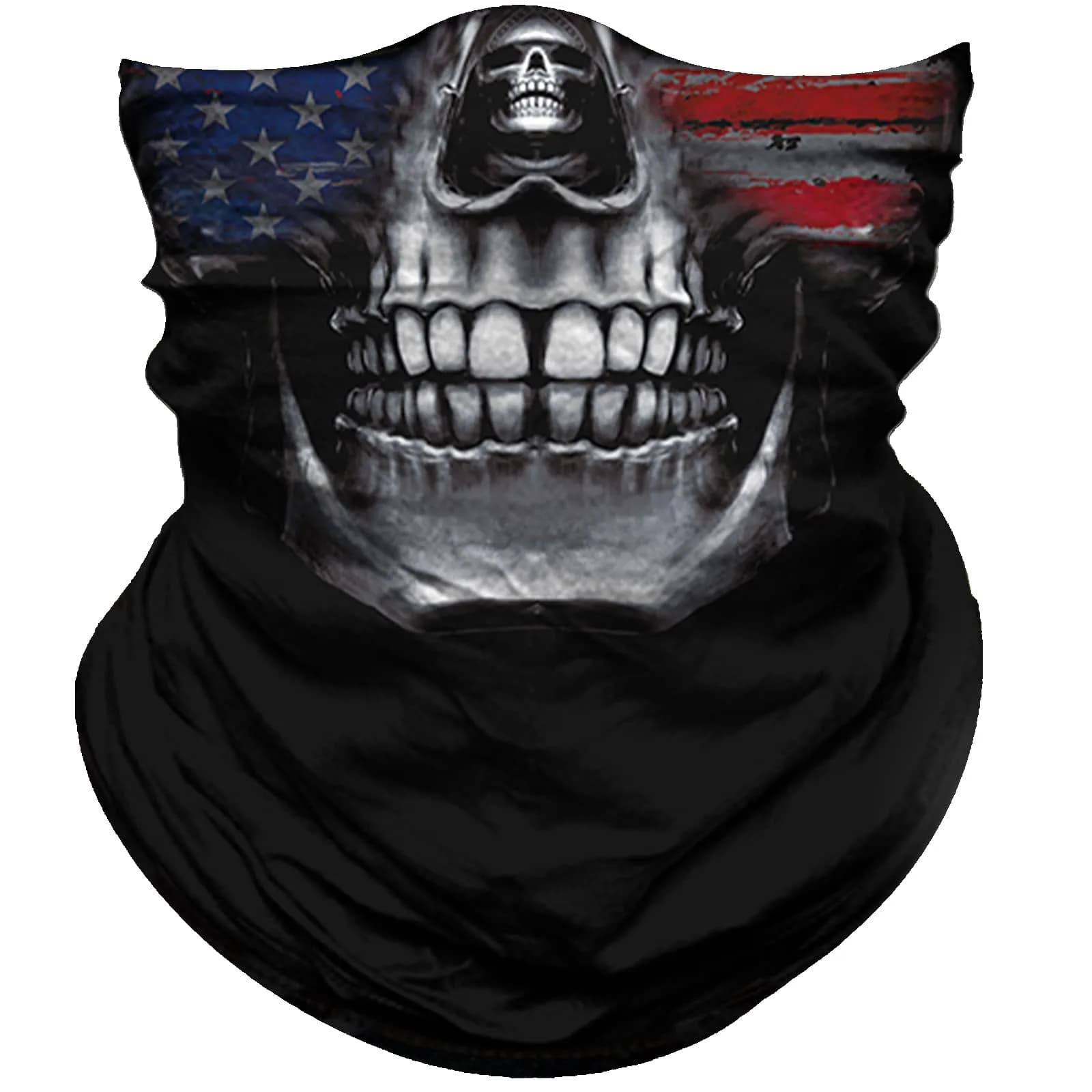 Obacle Skull Face Mask Half for Dust Wind UV Sun Protection Seamless 3D Tube Mask Bandana for Men Women (Skull Light Blue Rock Melt)