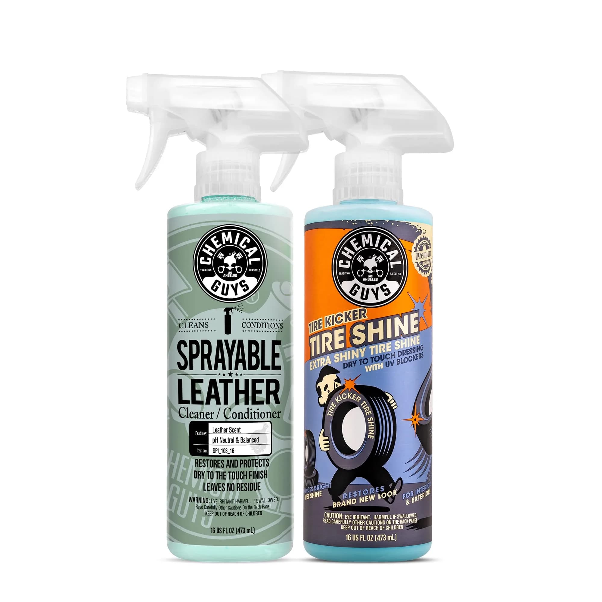 Chemical Guys Sprayable Leather Cleaner and Conditioner + Tire Kicker Shine 16 fl oz (473ml) | USA Import for Auto & Home - main product image