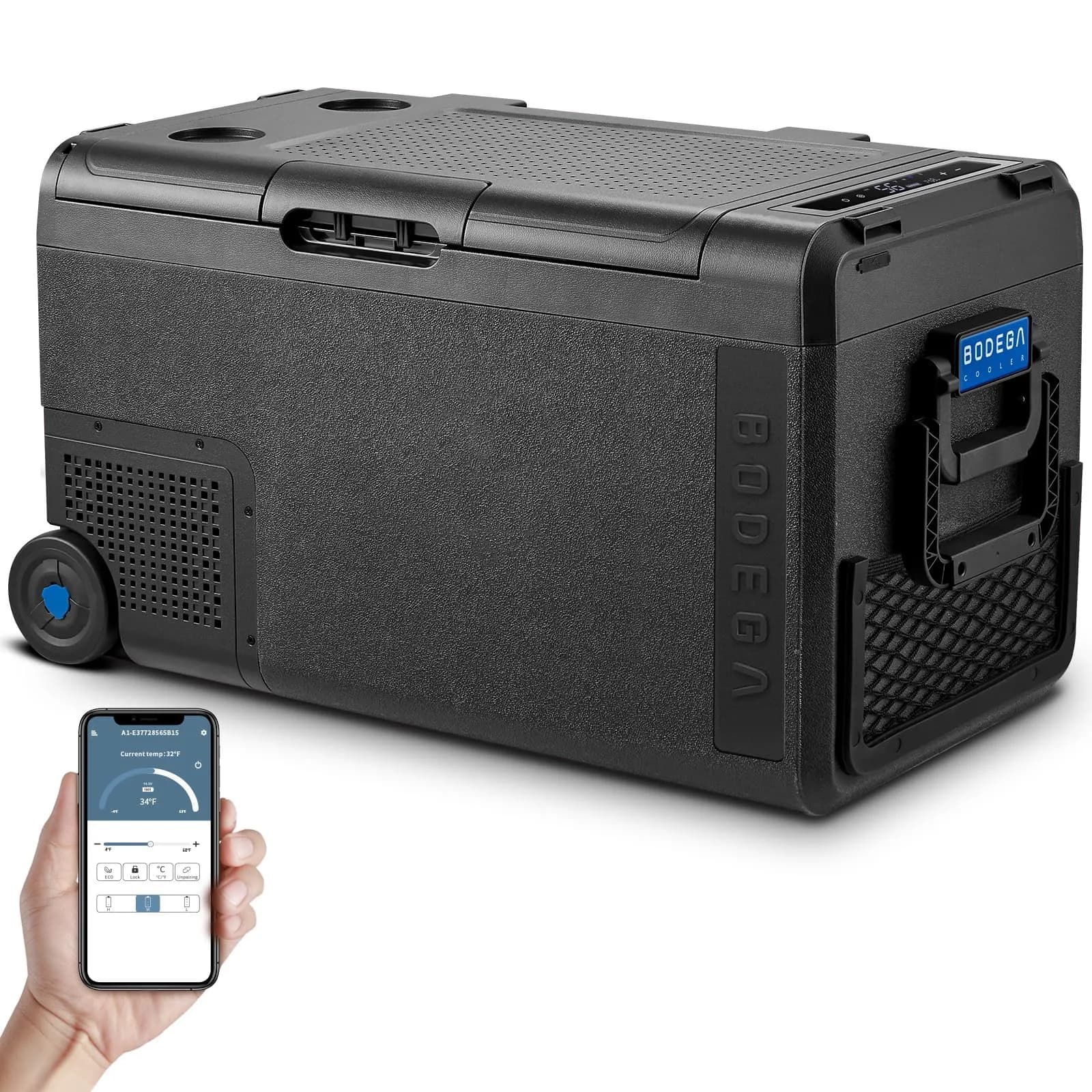BODEGA 12V Car Refrigerator 40 Quart Portable Freezer APP Control | Dual Compartments, -4℉-68℉, 38L - main product image