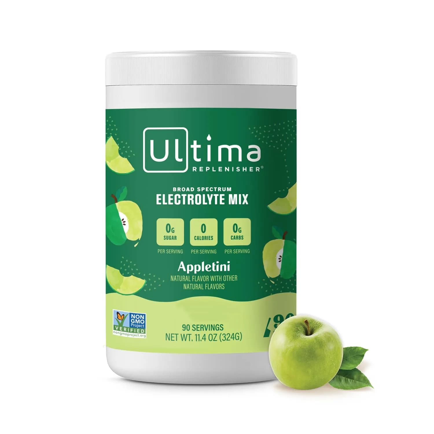 Ultima Replenisher Electrolyte Powder Drink Mix Sugar Free Appletini, 90 Servings | Hydration with 6 Key Electrolytes & Trace Minerals - main product image
