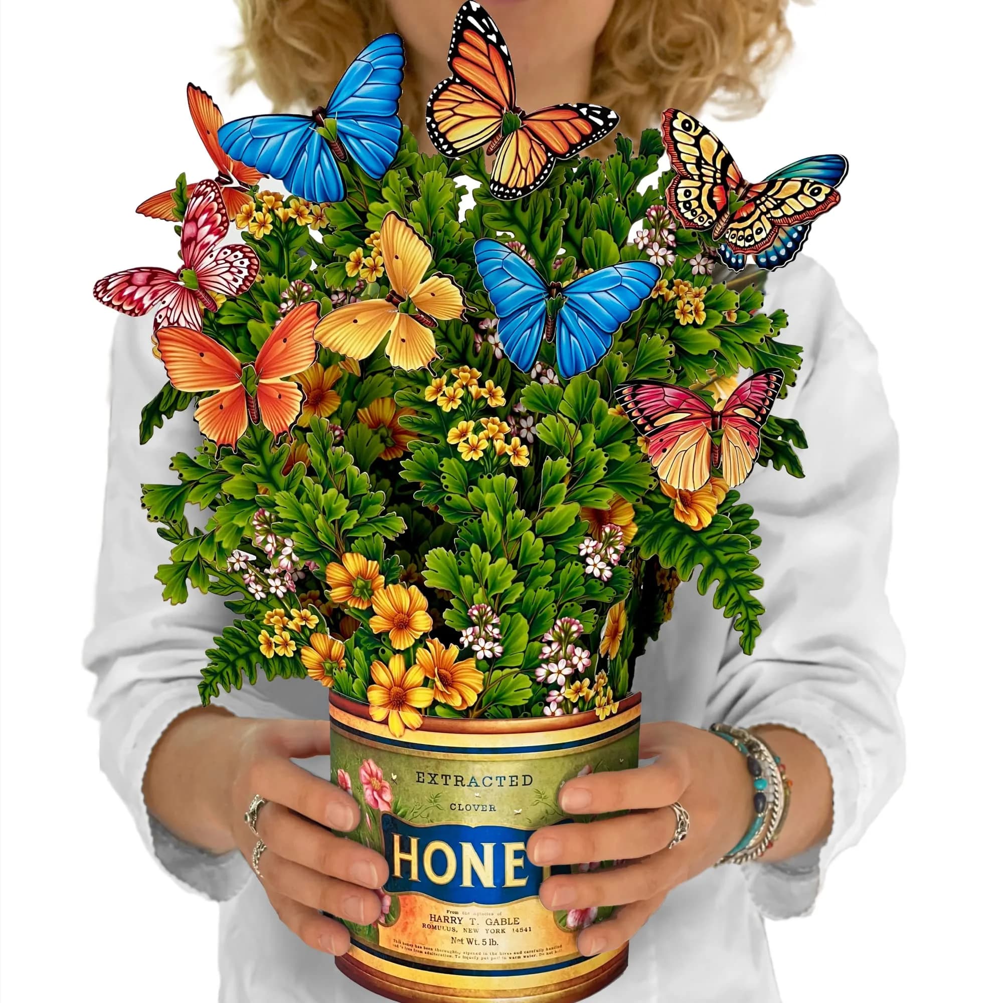 Freshcut Paper Butterflies & Buttercups 12" Pop Up Card | Blooming Art Bouquets - main product image