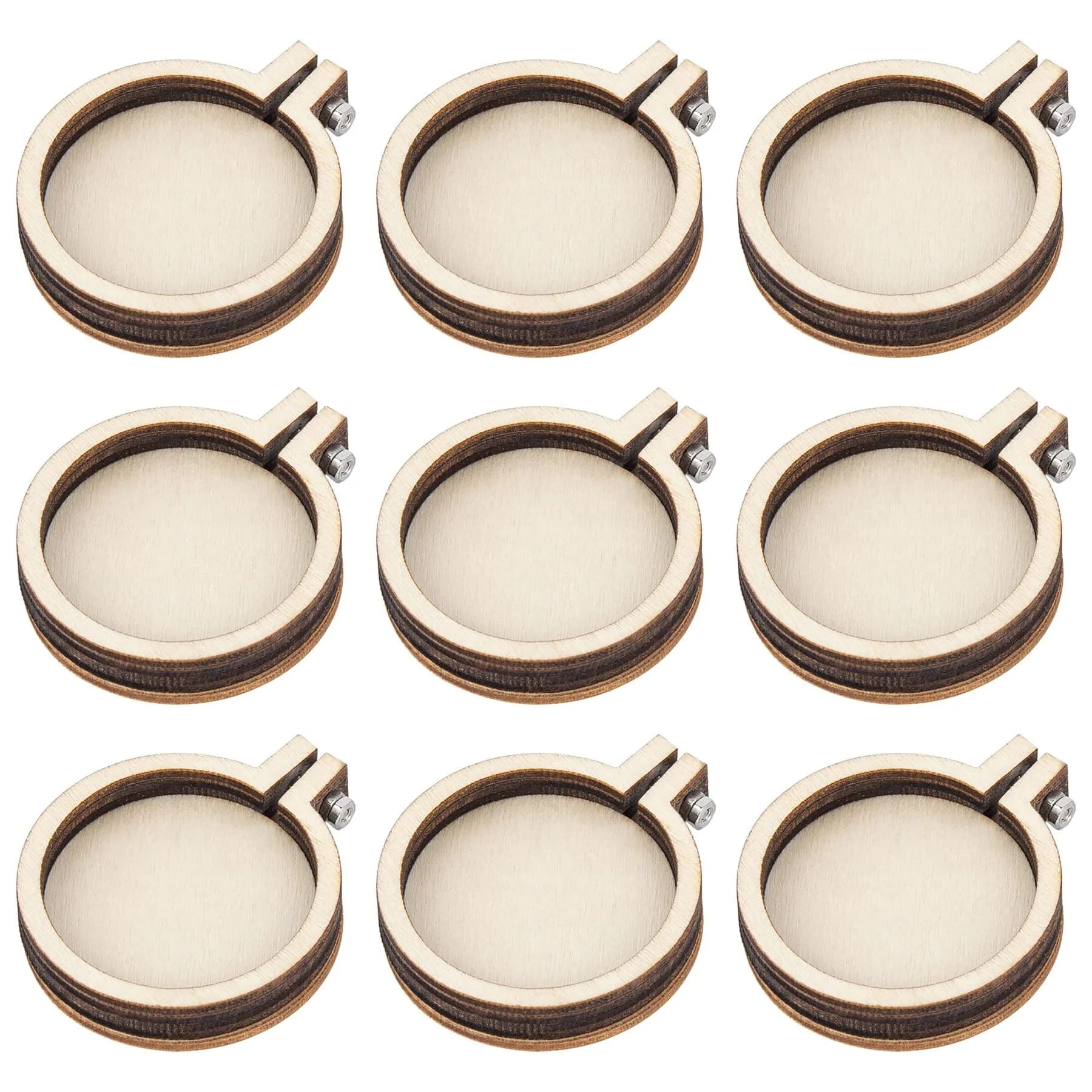 Framendino Mini Embroidery Hoop Wood Ring 4.8 cm (1.9"x1.6") | DIY Pendant Frame Craft Set of 10 - main product image