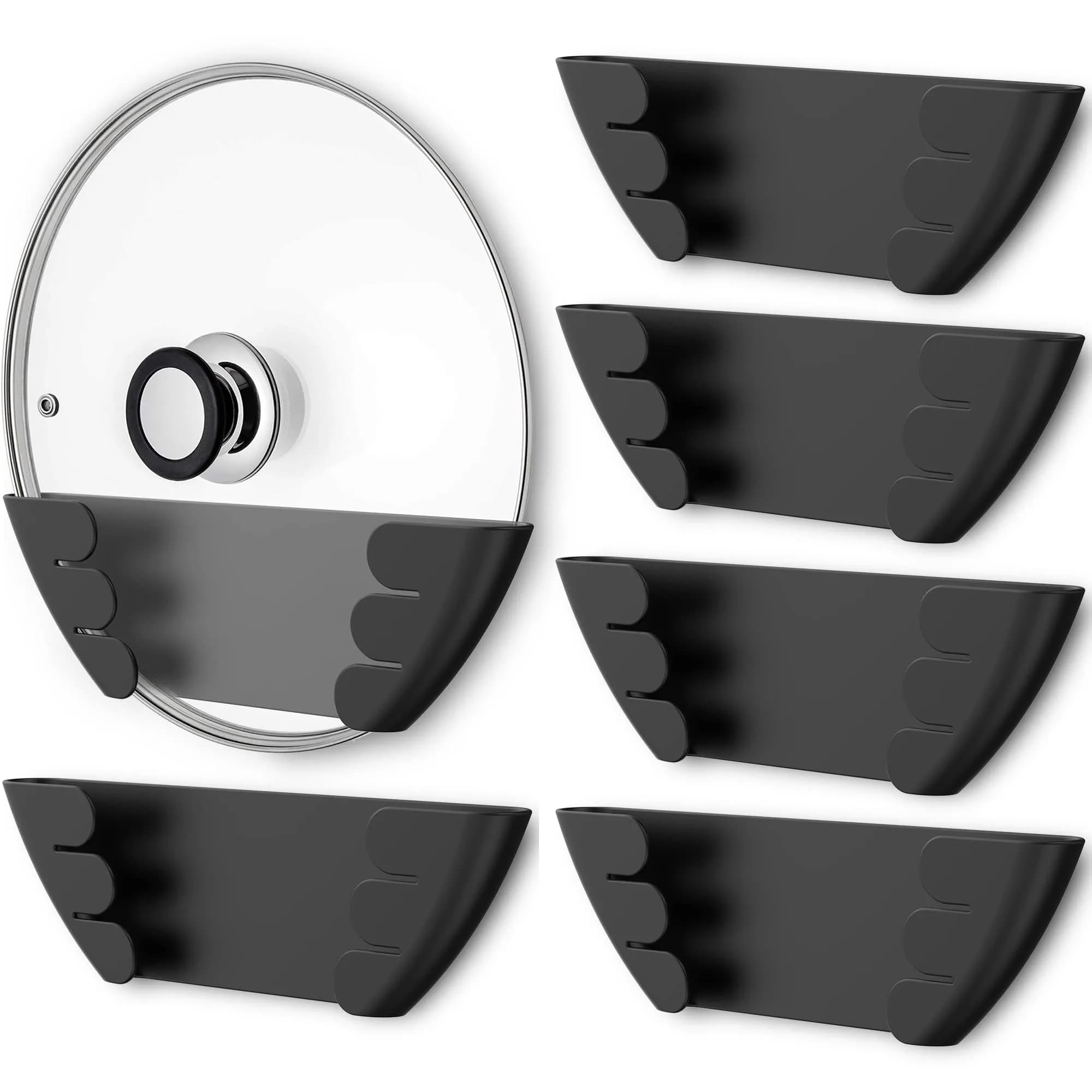 Niceyos Universal Pot Lid Organizer 6 Pack | Wall Mount Kitchen Storage Rack Fits 6"-13" Lids
