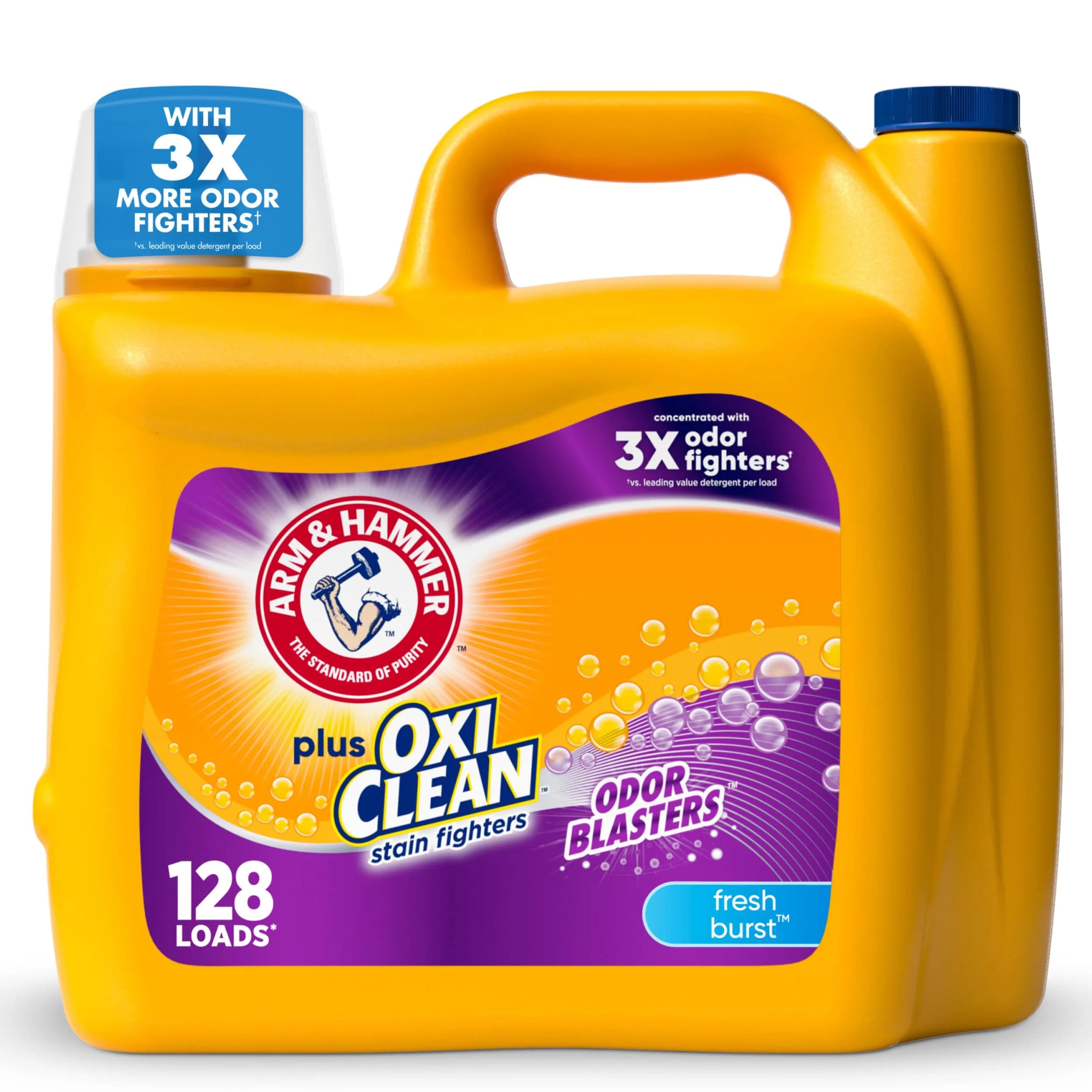 ARM & HAMMER Plus OxiClean Odor Blasters Fresh Burst Liquid Laundry Detergent, 166.5 Fl Oz (5 Liters) | Triple Power Cleaning - main product image