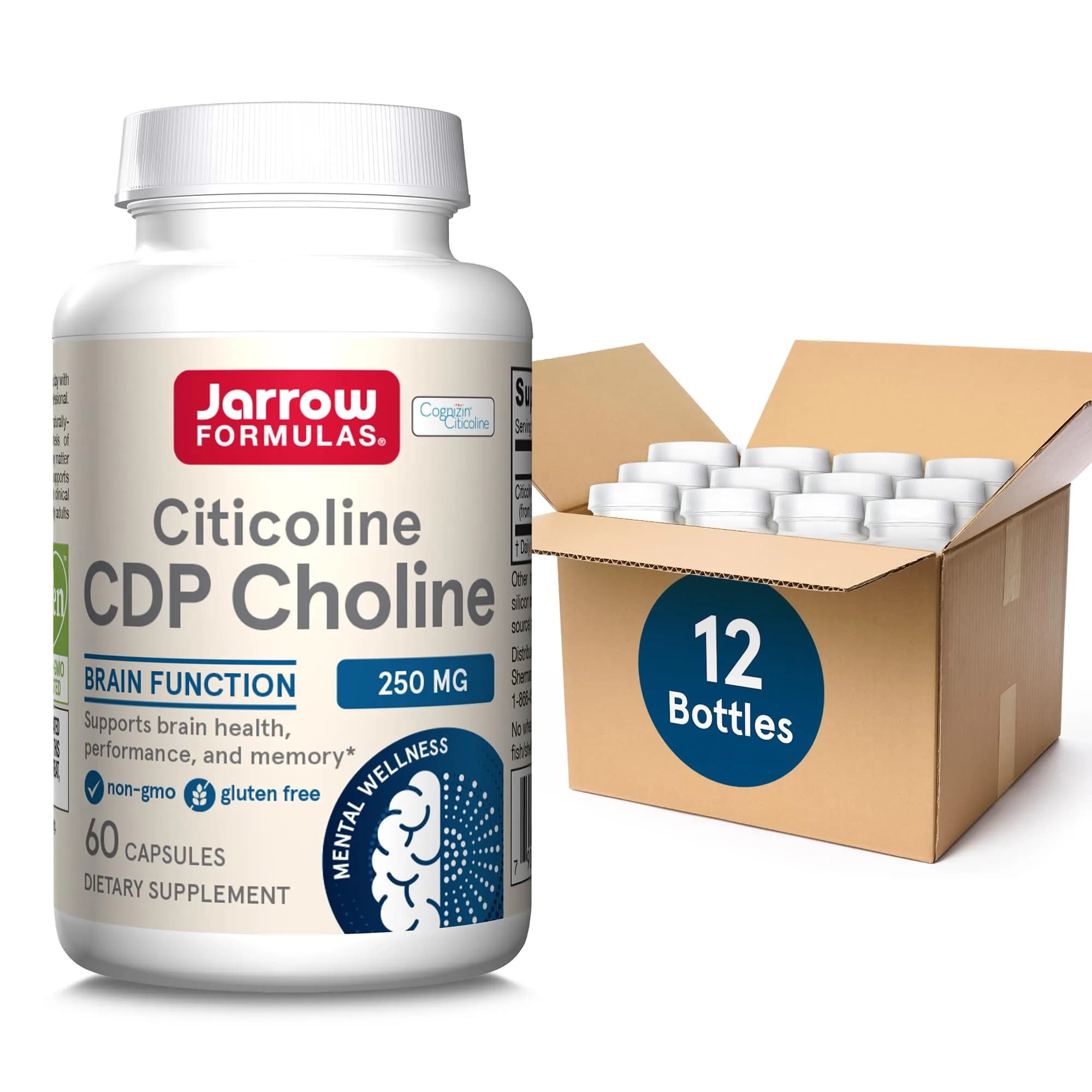 Jarrow Formulas Citicoline CDP Choline 250 MG Capsules | 720 Count (Pack of 120) - main product image