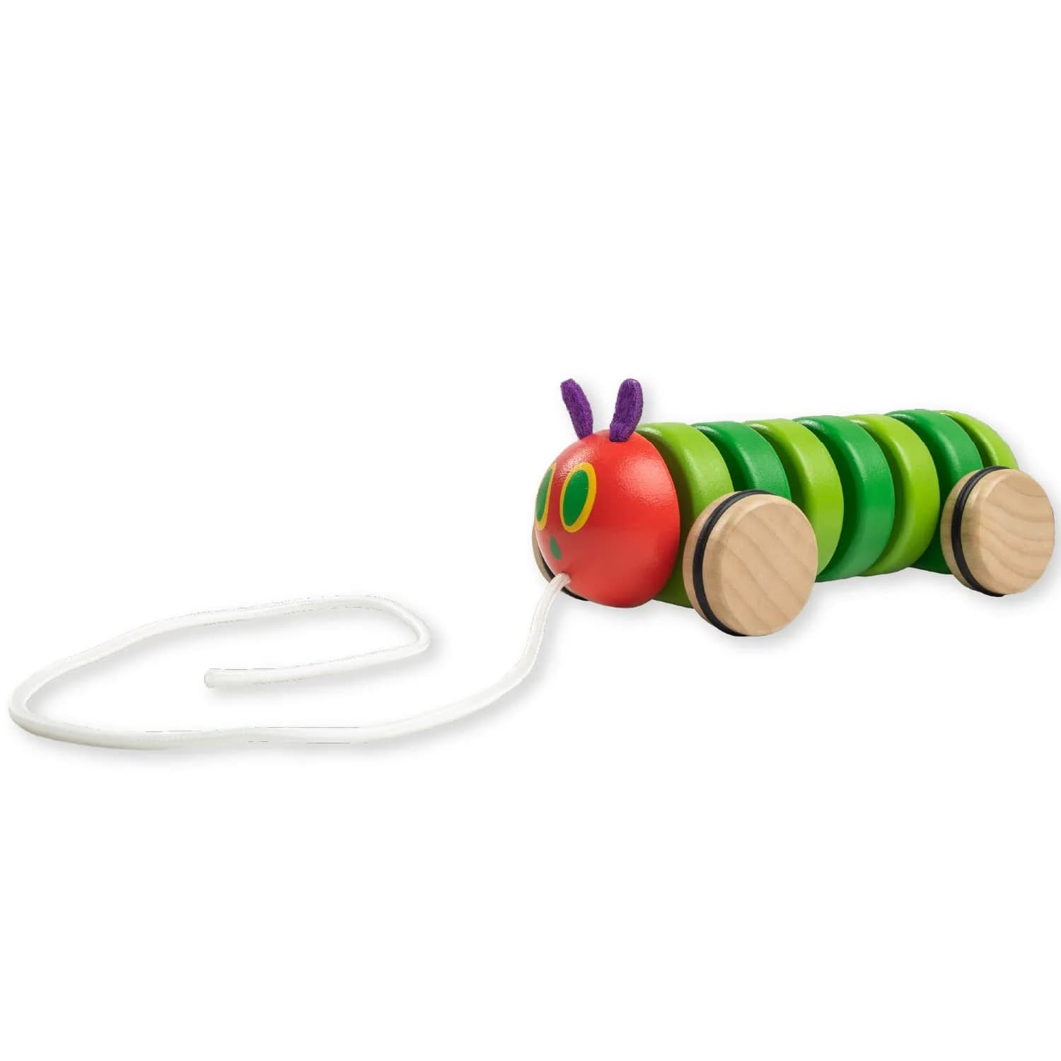 Kids Preferred The Very Hungry Caterpillar Wooden Pull Toy 13 inches | Classic Shape & Fine Motor Skill Development - main product image