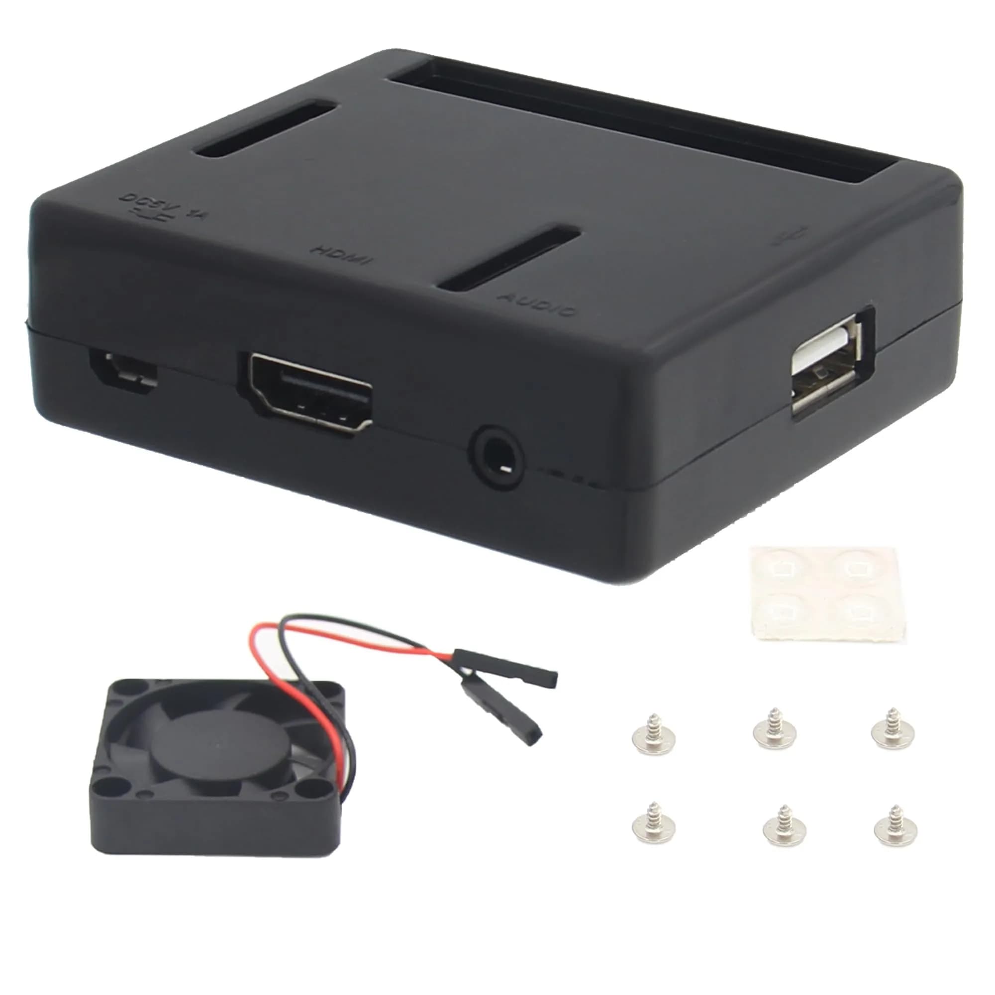 eleUniverse ABS Case with Cooling Fan for Raspberry Pi 3 Model A+ | Durable, lightweight ABS case with 4 fans, easy access ports, 72x62x23mm - main product image