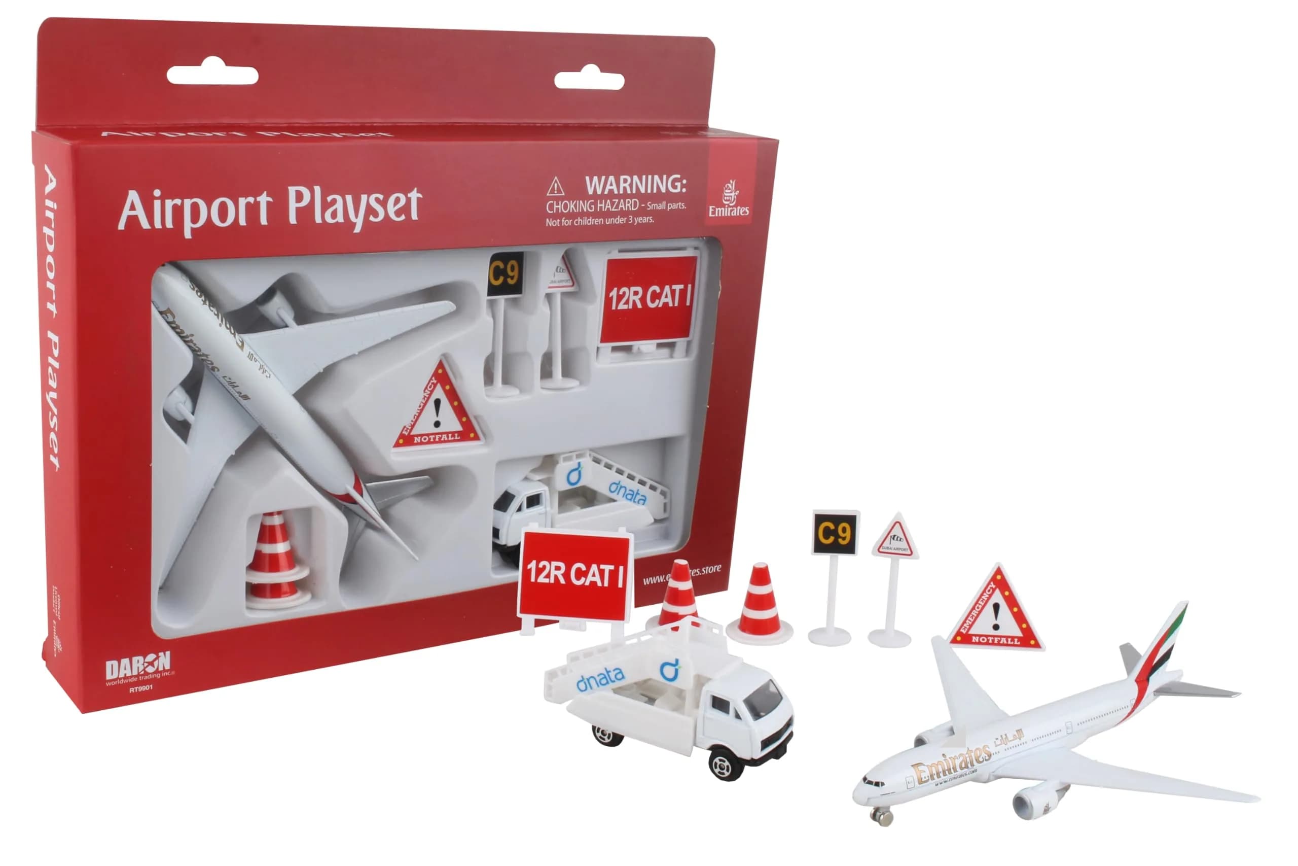 Daron Emirates Airport Playset Airline Toy with Die-Cast Plane | Realistic Aviation Experience for Kids 3+