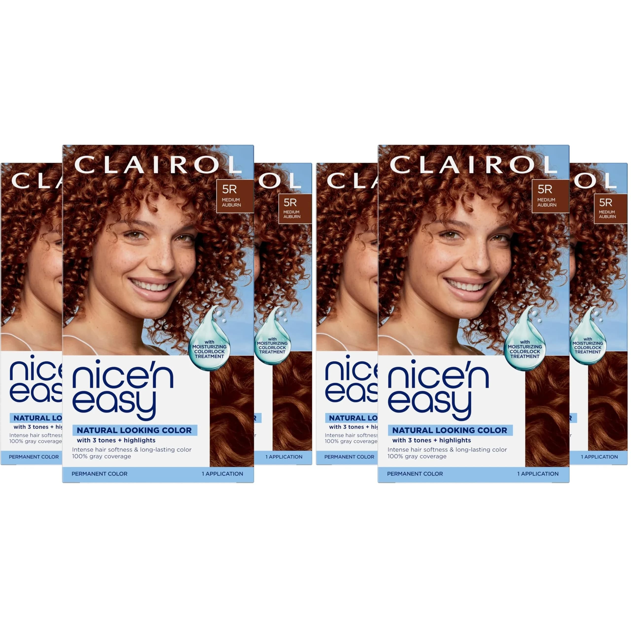 Clairol Nice'n Easy Permanent Hair Dye 5R Medium Auburn, 6.26 Fl Oz (Pack of 6) | 100% Gray Coverage