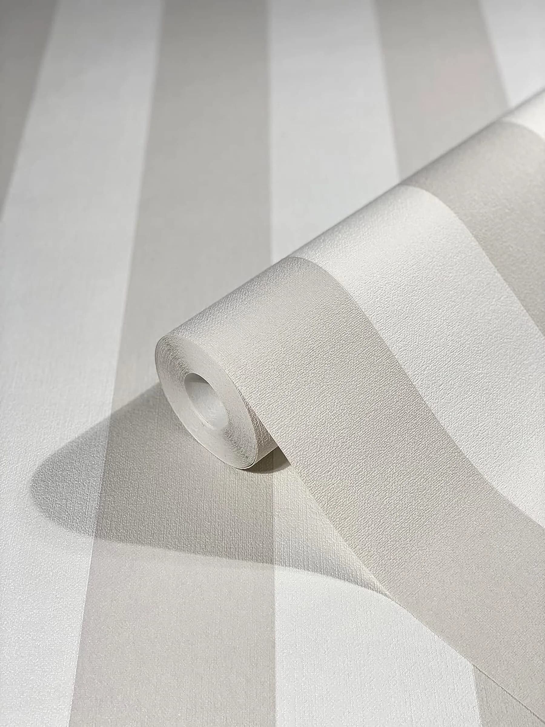WALLCOVER Non-Woven Wallpaper Grey Stripes 10.05 x 0.53 m | Modern Block Stripe Design for Home & Office - main product image