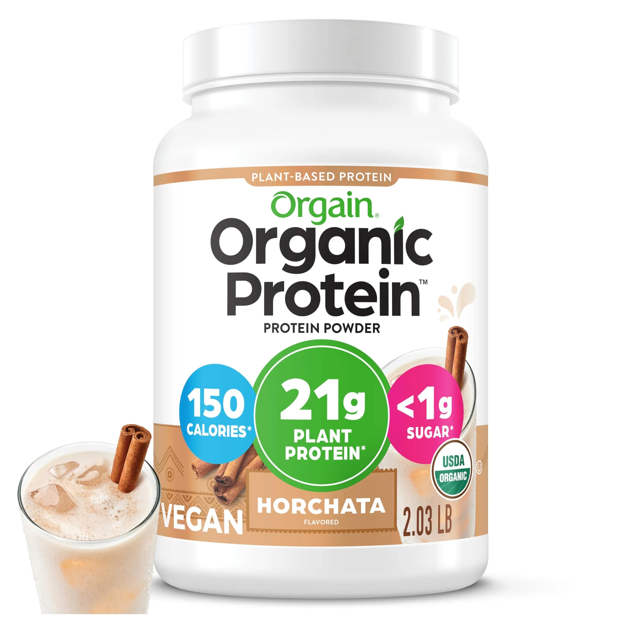 Orgain Organic Vegan Protein Powder Horchata Flavor 2.03 lb | 21g Plant Protein Per Serving - main product image