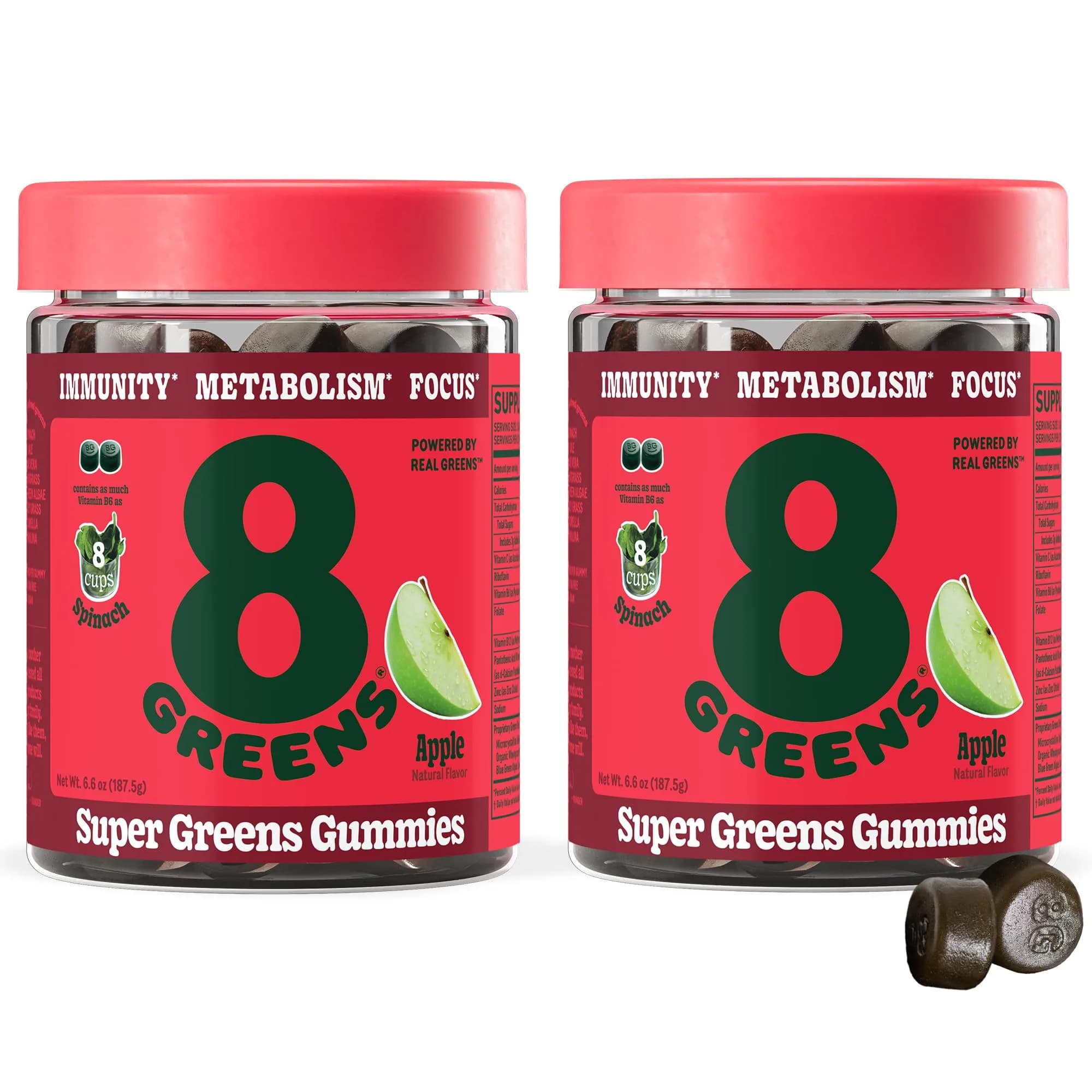 8G 8Greens Supergreens Gummies Apple 100 Servings | Supports Immunity & Metabolism