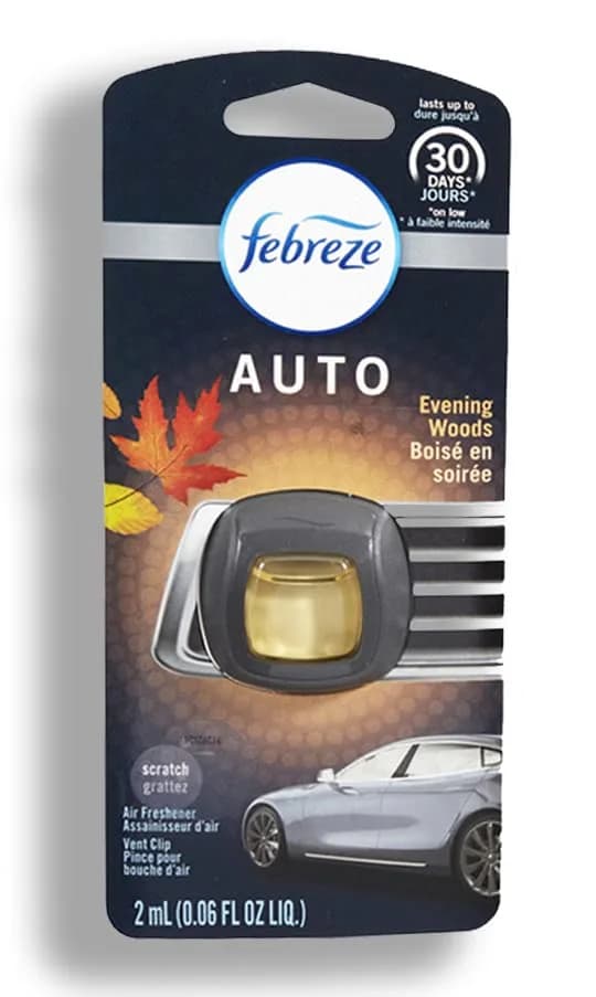 Febreze Car Vent Clip Air Freshener, One Car Bamboo Scent, 0.14 Fl Oz (Pack of 1) | Eliminates Odors for 80 Days
