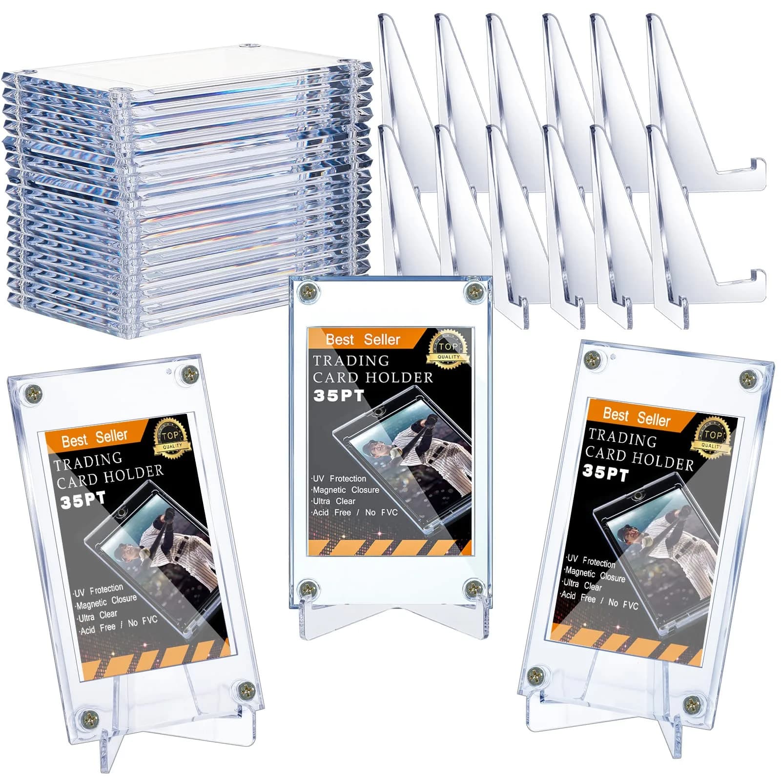Jetec Baseball Card Holder with Acrylic Display Stands (30 Pcs) | Clear, Protective, Compact - main product image