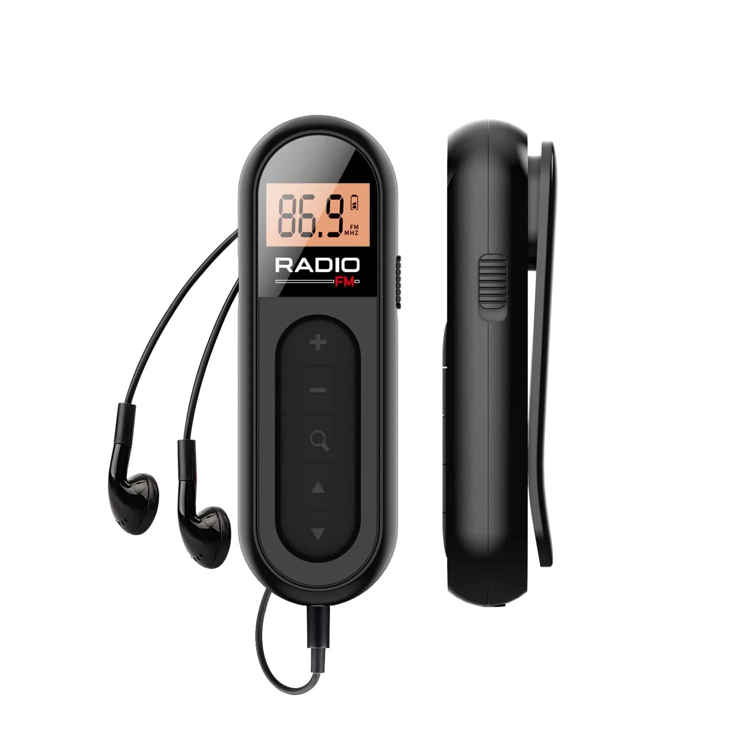 UMUTOO MI03 Pocket FM Radio with Clip Rechargeable Black | Portable Personal FM Receiver for Outdoor Use - main product image