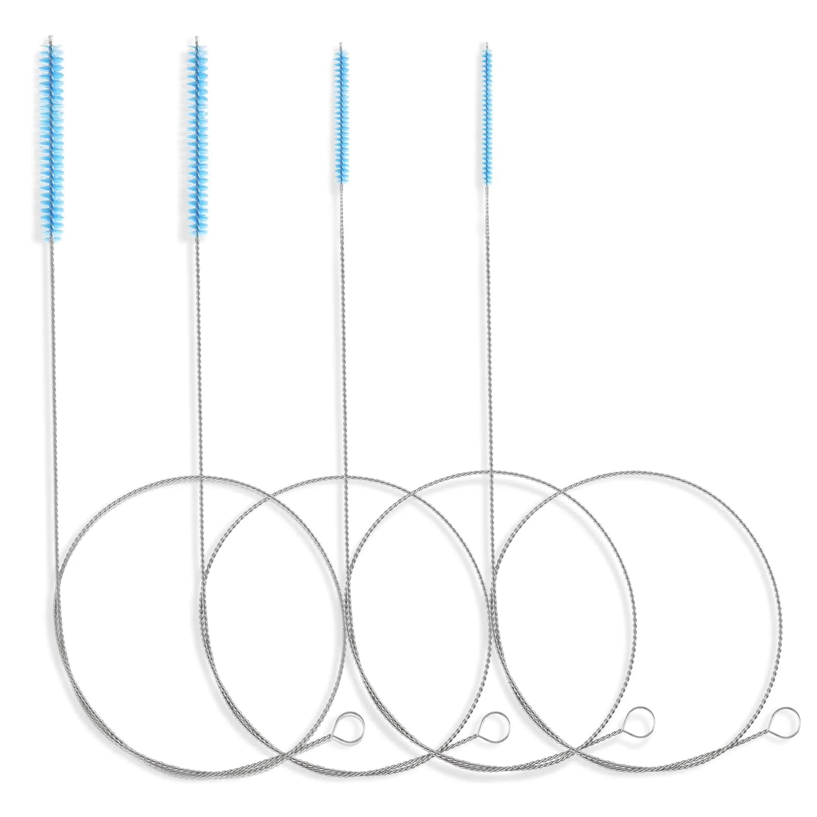 FOLUNUE 40-Inch Cleaning Brush Set (4 PCS, Blue) | Flexible Stainless Steel Handle for Drains & Tubes - main product image