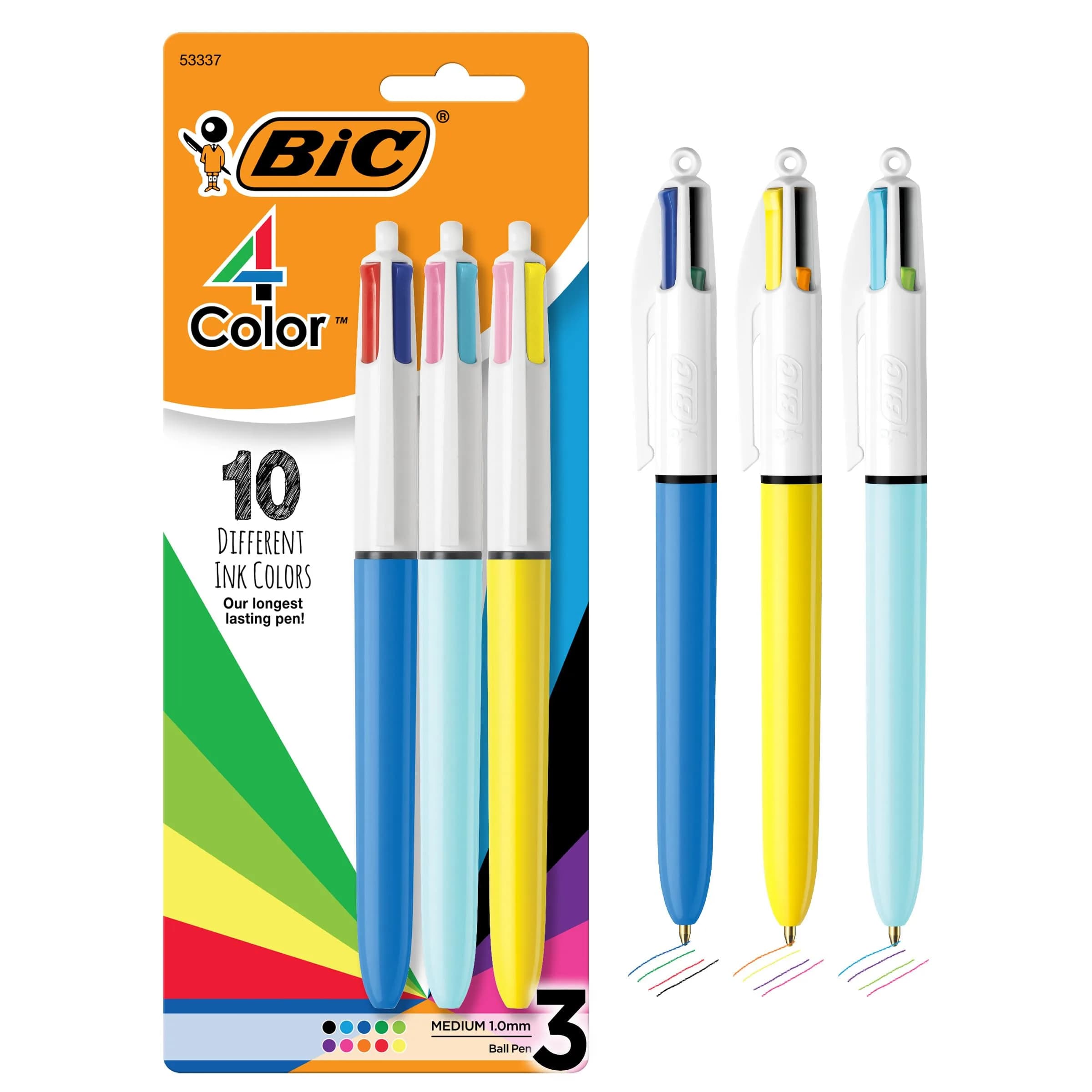 BIC 4 Color Shine Retractable Ballpoint Pen | 1.0 mm Medium Point, Pink Metallic Barrels, 3-Count Pack
