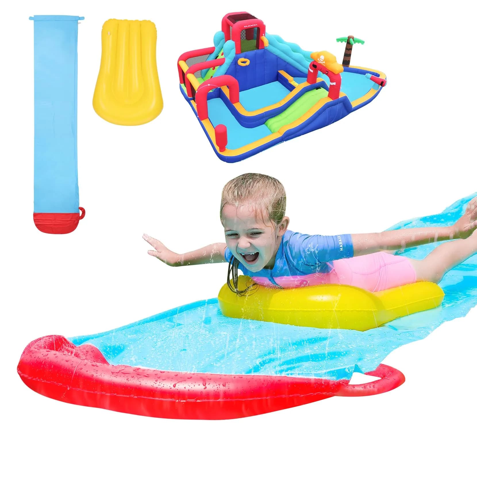 ELEMARA Inflatable Water Slides 19.1 ft | Backyard Water Fun for Kids & Adults - main product image