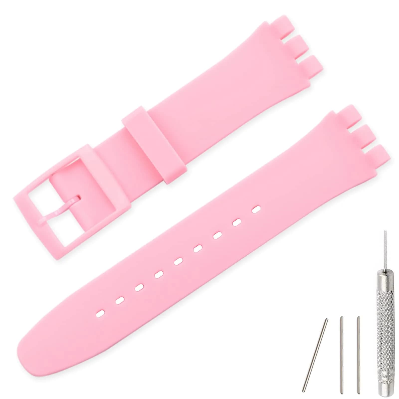 Lijinlan Silicone Watch Band for Swatch 19mm | Pink, Waterproof, Breathable - main product image
