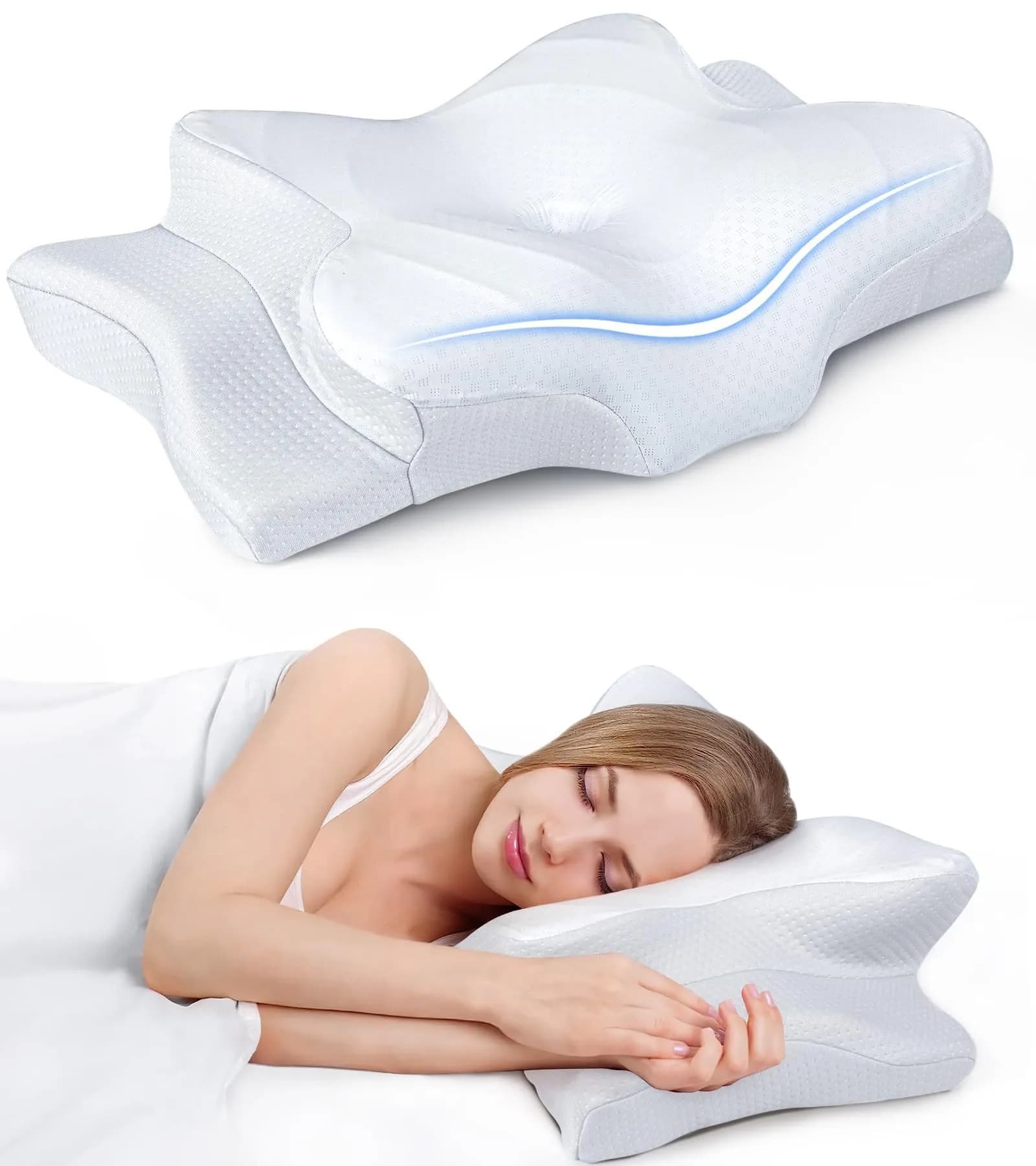 Cozyplayer Ultra Pain Relief Cooling Pillow for Neck Support, Adjustable Cervical Pillow 57cm x 34cm (22.4" x 13.4") - main product image