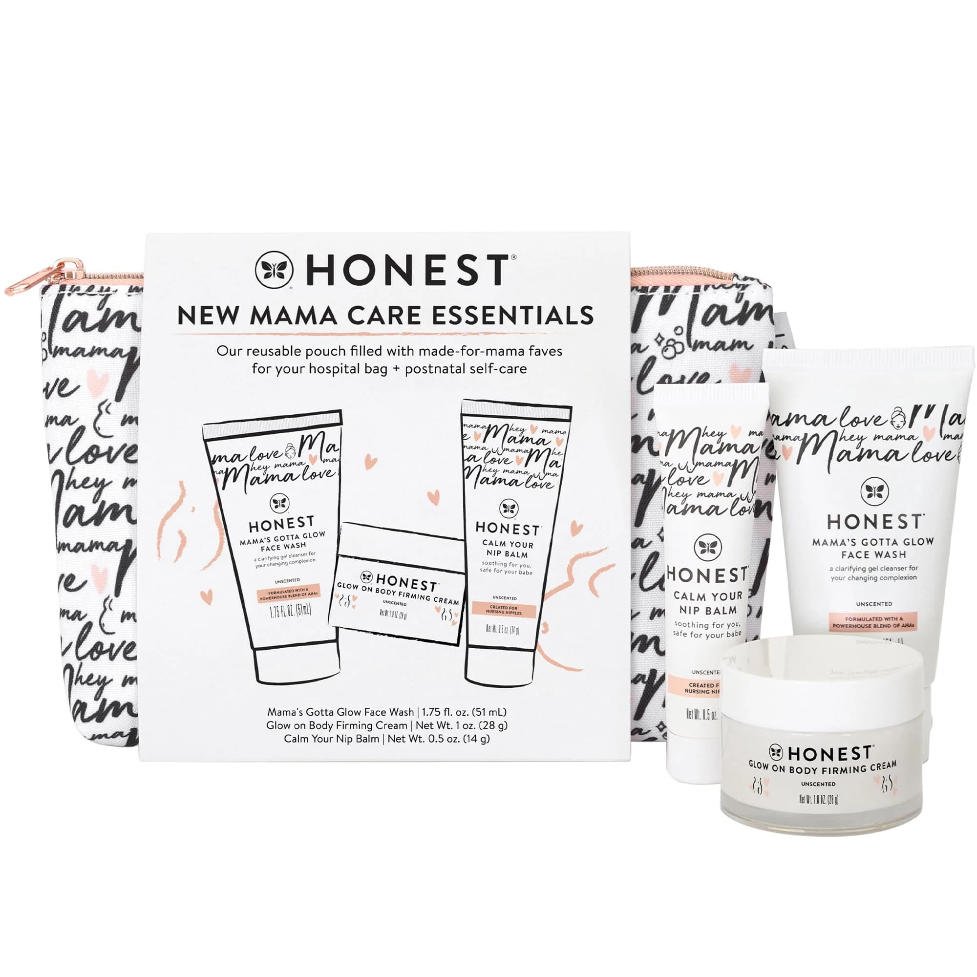 The Honest Company New Mama Care Essentials Gift Set, Travel Size Nip Balm & Body Cream, 3-Piece Set - main product image