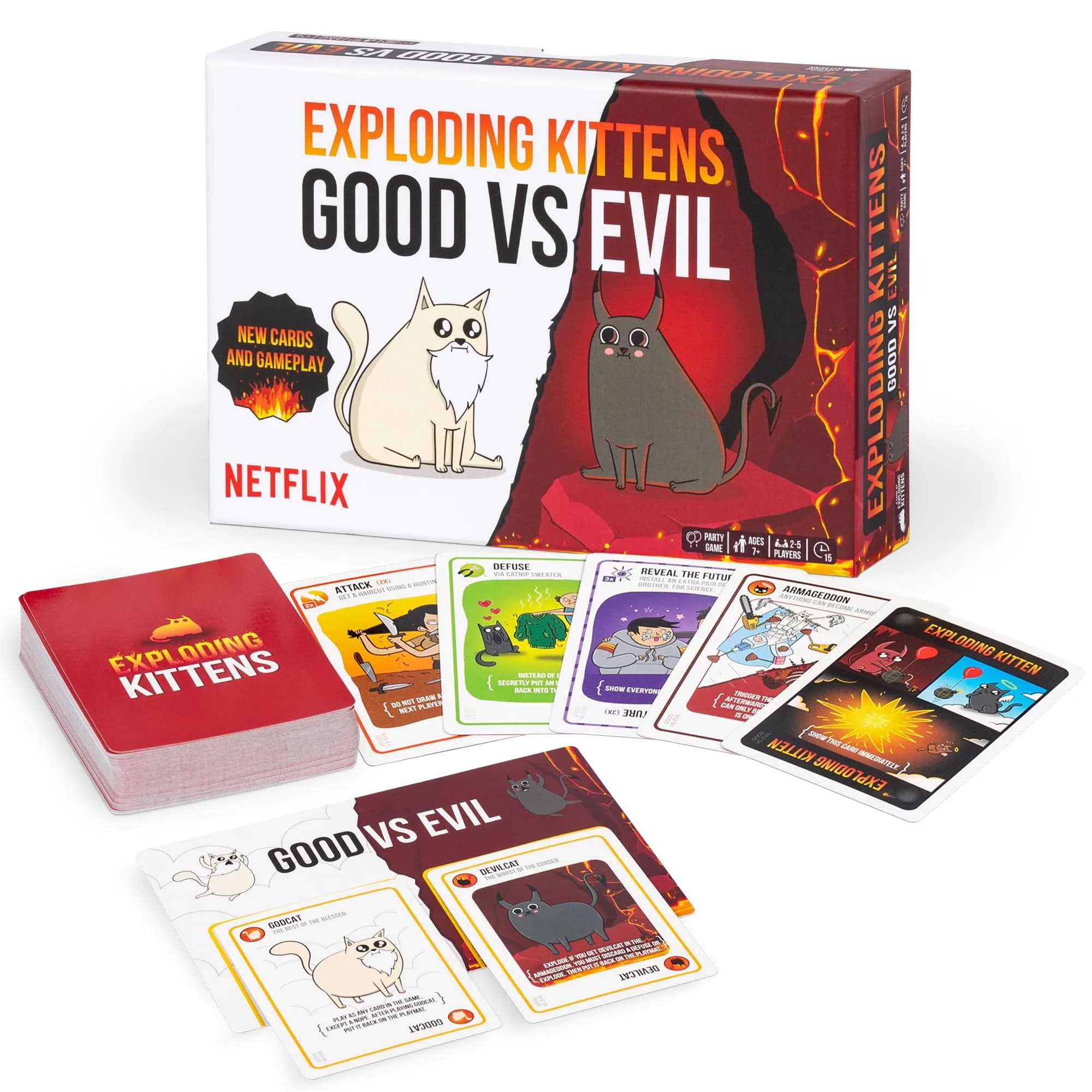 Exploding Kittens Good vs Evil Card Game | 2-5 Players, Age 7+ | Divine Showdown with Armageddon Cards