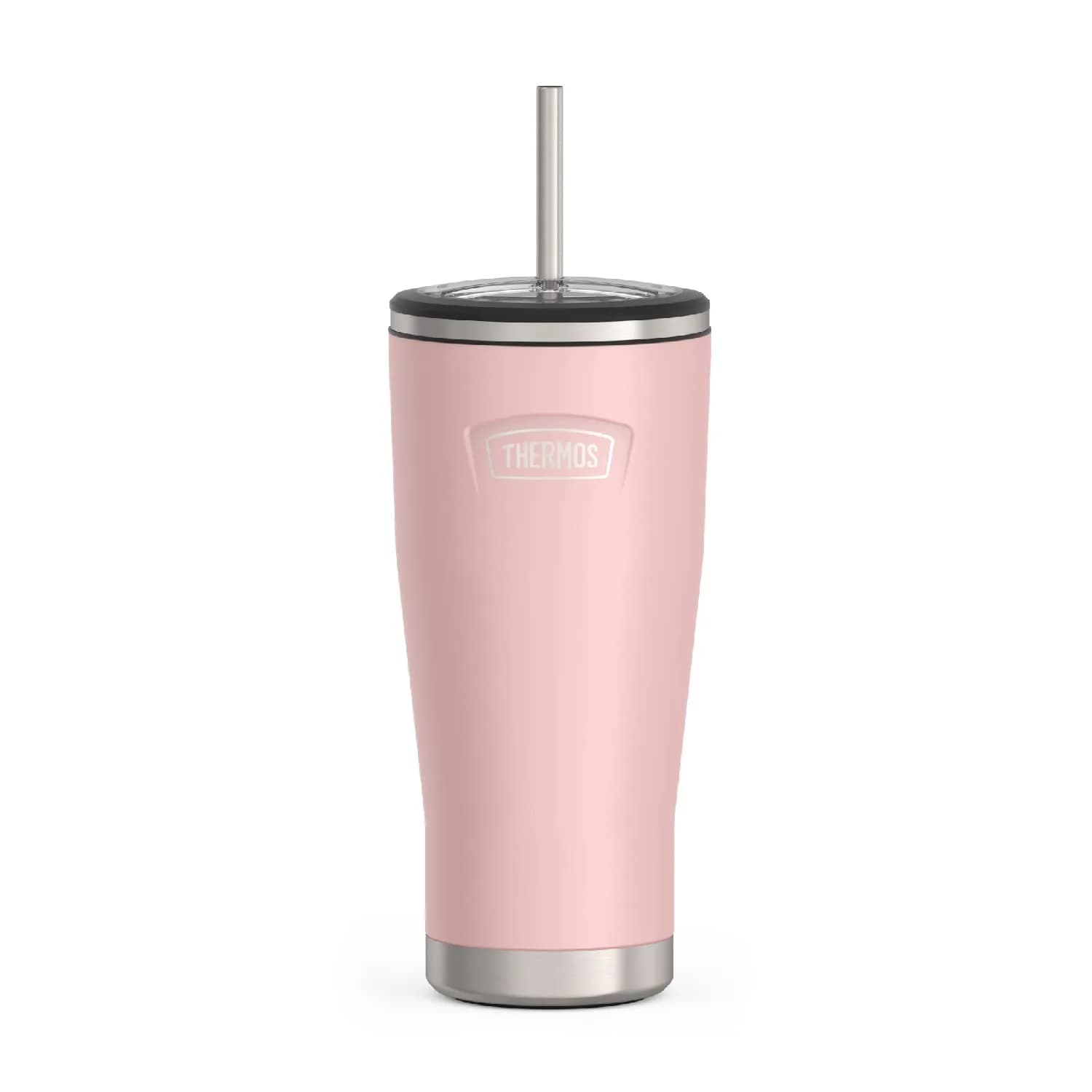 THERMOS ICON SERIES, Stainless Steel Cold Tumbler with Lid and Straw - 24 Ounce, Sunset Pink | Vacuum Insulated Drinkware