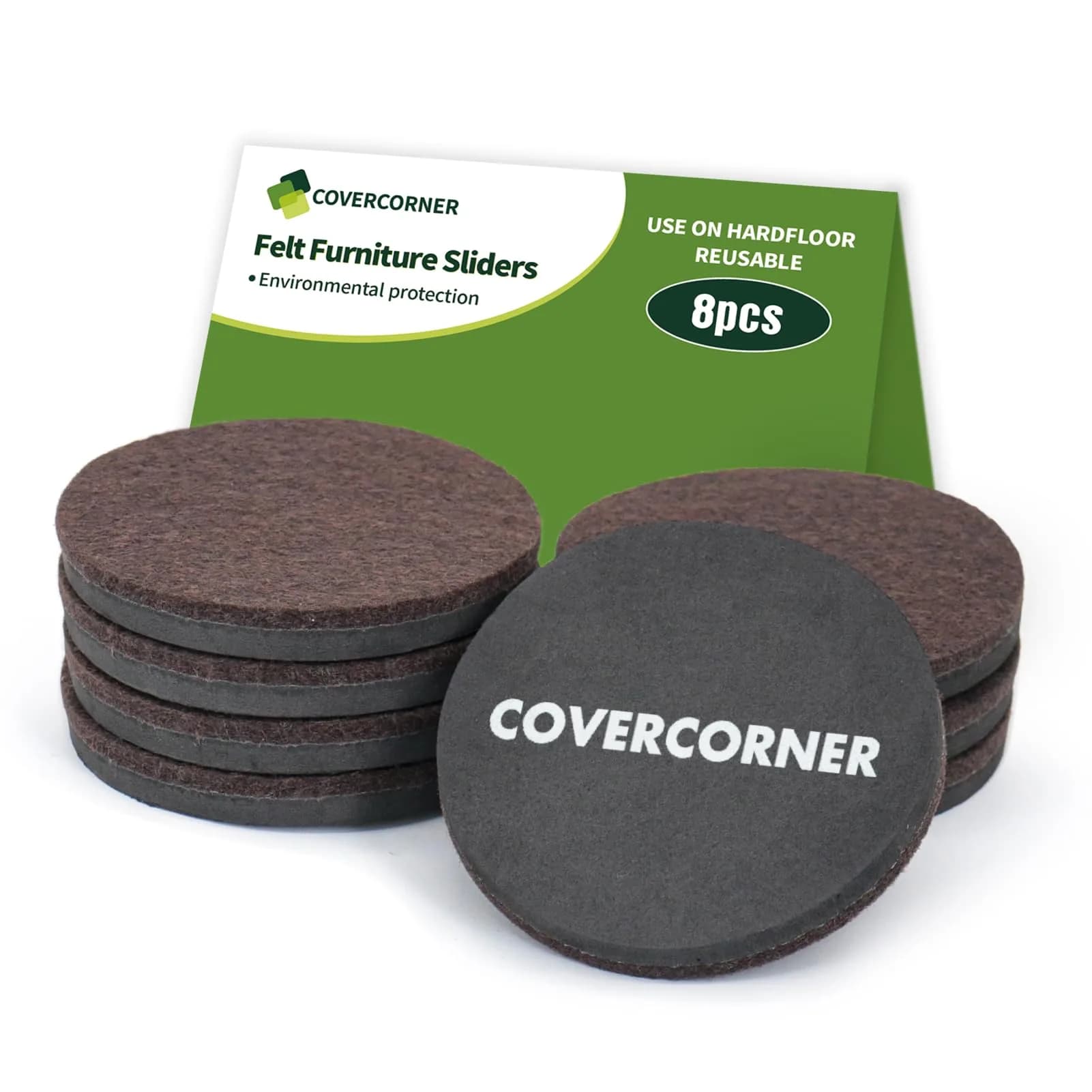 COVERCORNER Felt Furniture Sliders for Hardwood Floors 8 PCS, 3 1/2" (8.9 cm) | Easy Furniture Moving & Floor Protection