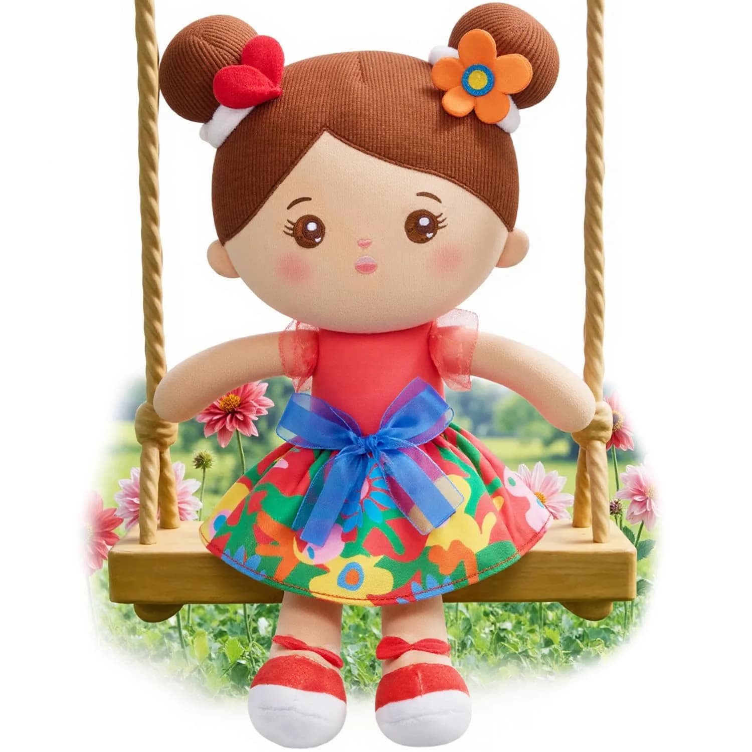 OUOZZZ Soft Plush Baby Doll 12.6 Inch, Brown Skin Snuggle | CPSIA Certified Safe & Soft for Infants - main product image