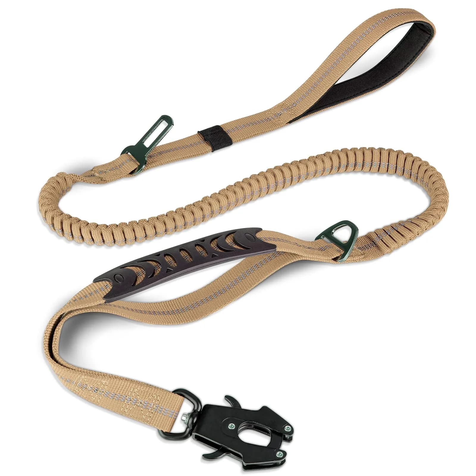 Joytale Tactical Bungee Dog Leash 4FT-6FT | Shock Absorbing No Pull, Coyote Brown