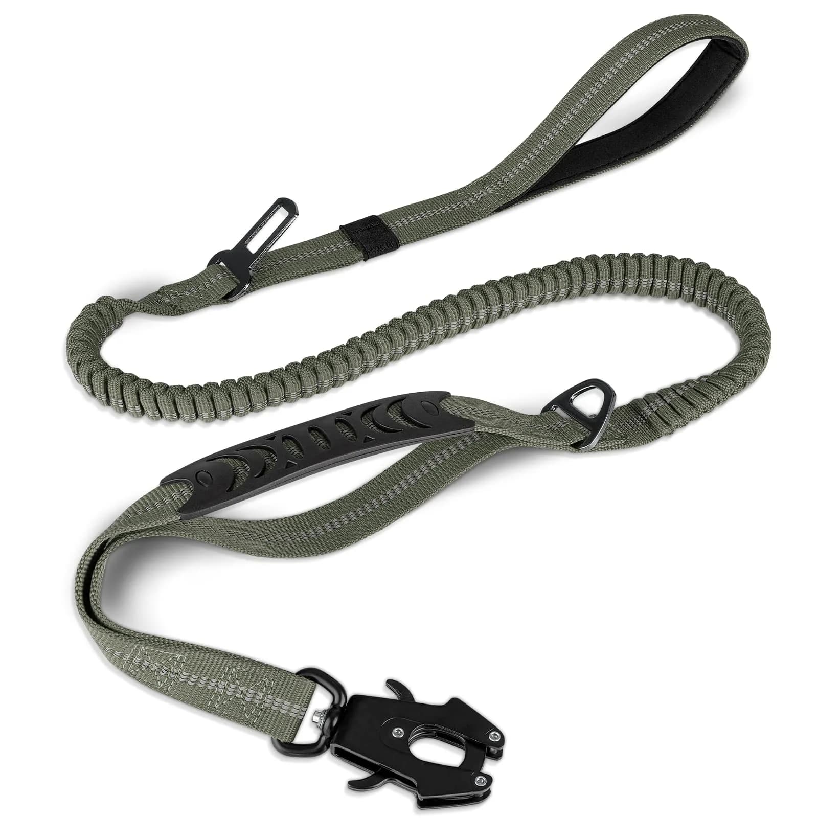Joytale Tactical Bungee Dog Leash, Shock Absorbing No Pull, Army Green | Heavy Duty Control for Large Dogs