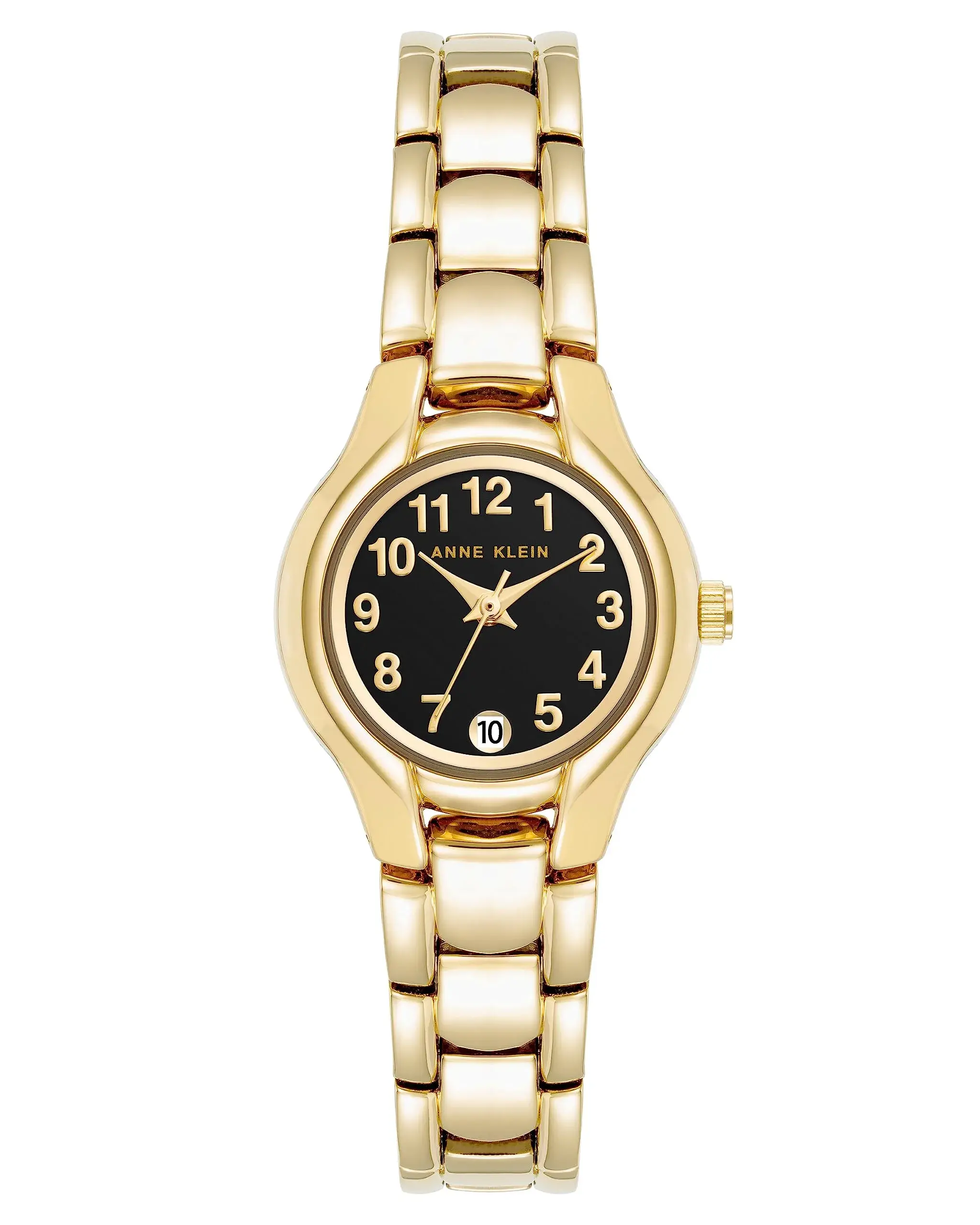 Anne Klein Women's Date Function Bracelet Watch | Gold & Black Dial, 24mm Case, Quartz Movement