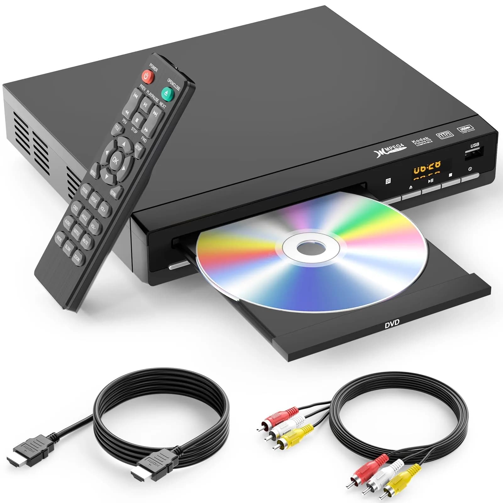 WSJSYH Region-Free DVD Player with HDMI 1080P Upscaling | Plays All Regions & Formats, USB Input - main product image
