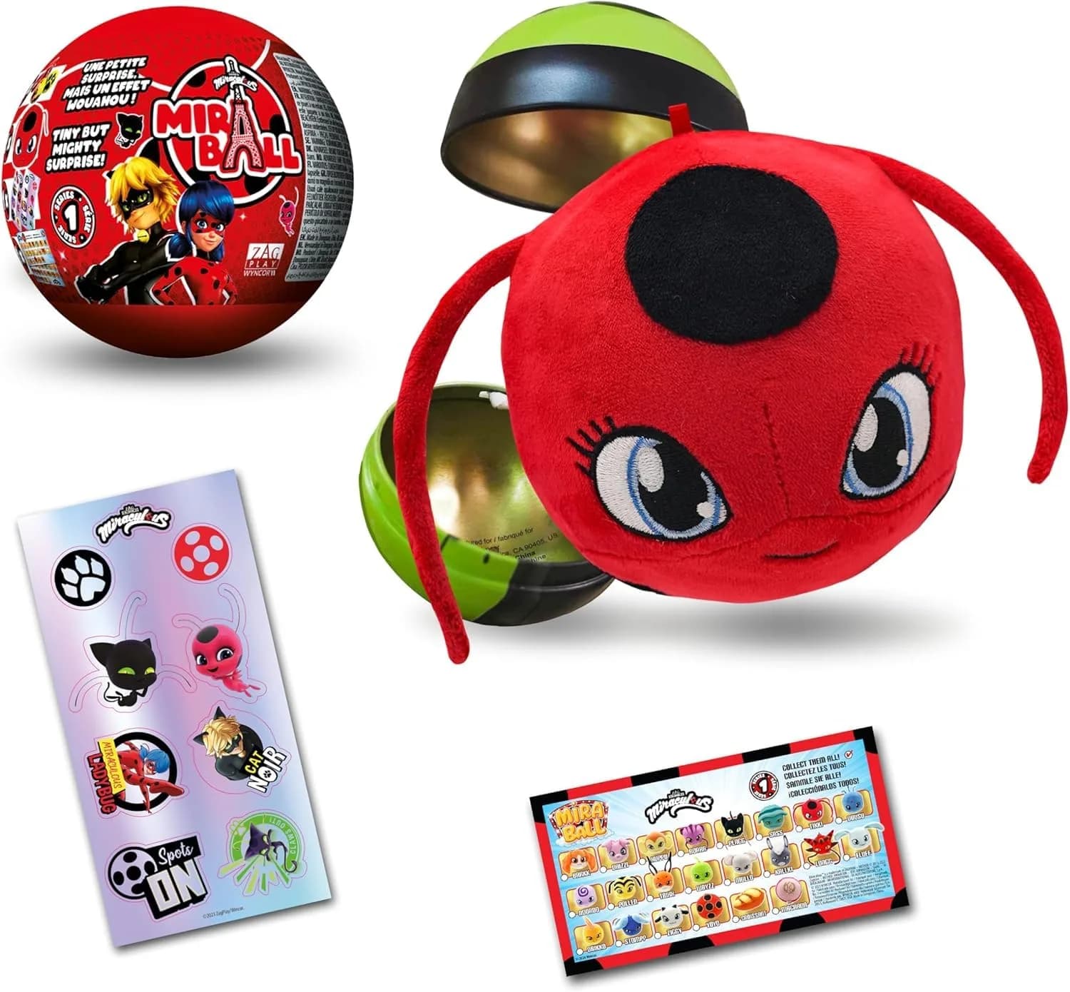 Miraculous Wyncor Ladybug 4-1 Surprise Miraball | 2.9" Plush & Metal Ball for Kids 3+ - main product image