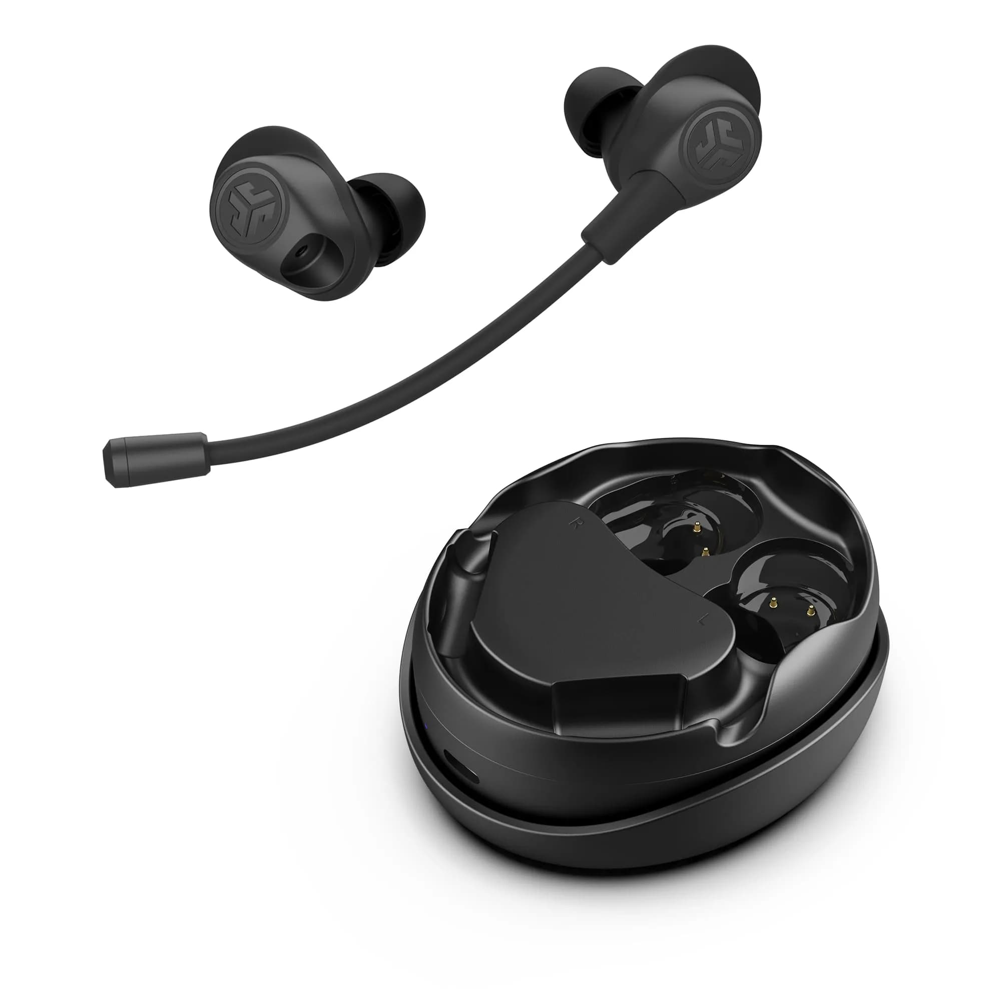 JLab Work Buds True Wireless Earbuds with Detachable Boom Mic, Black, 55+ Hrs Playtime | Bluetooth 5.3 Multipoint - main product image
