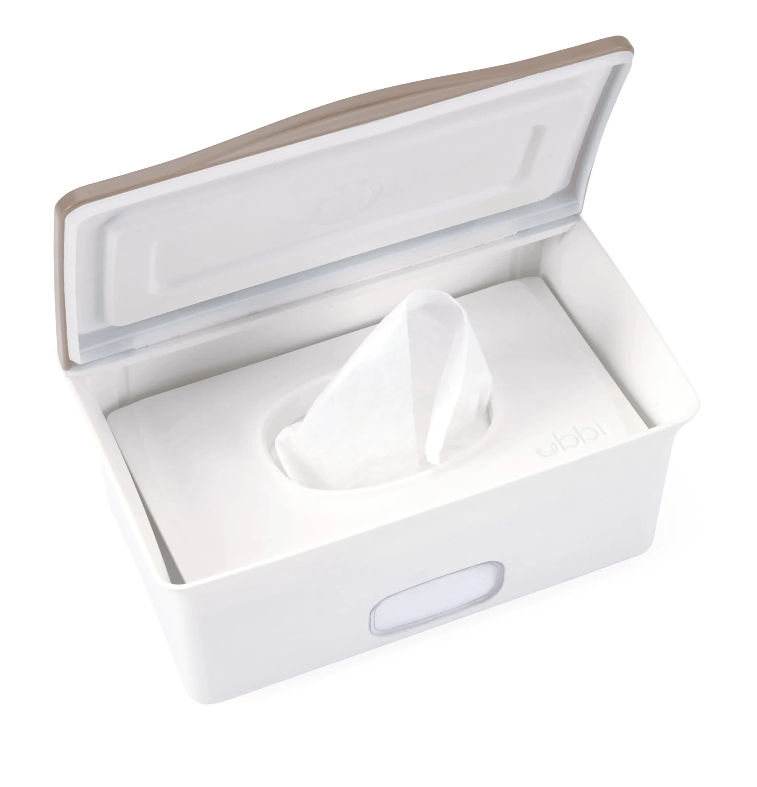 Ubbi Baby Wipes Dispenser with Weighted Plate, Taupe | Modern Nursery Organizer for Wipes