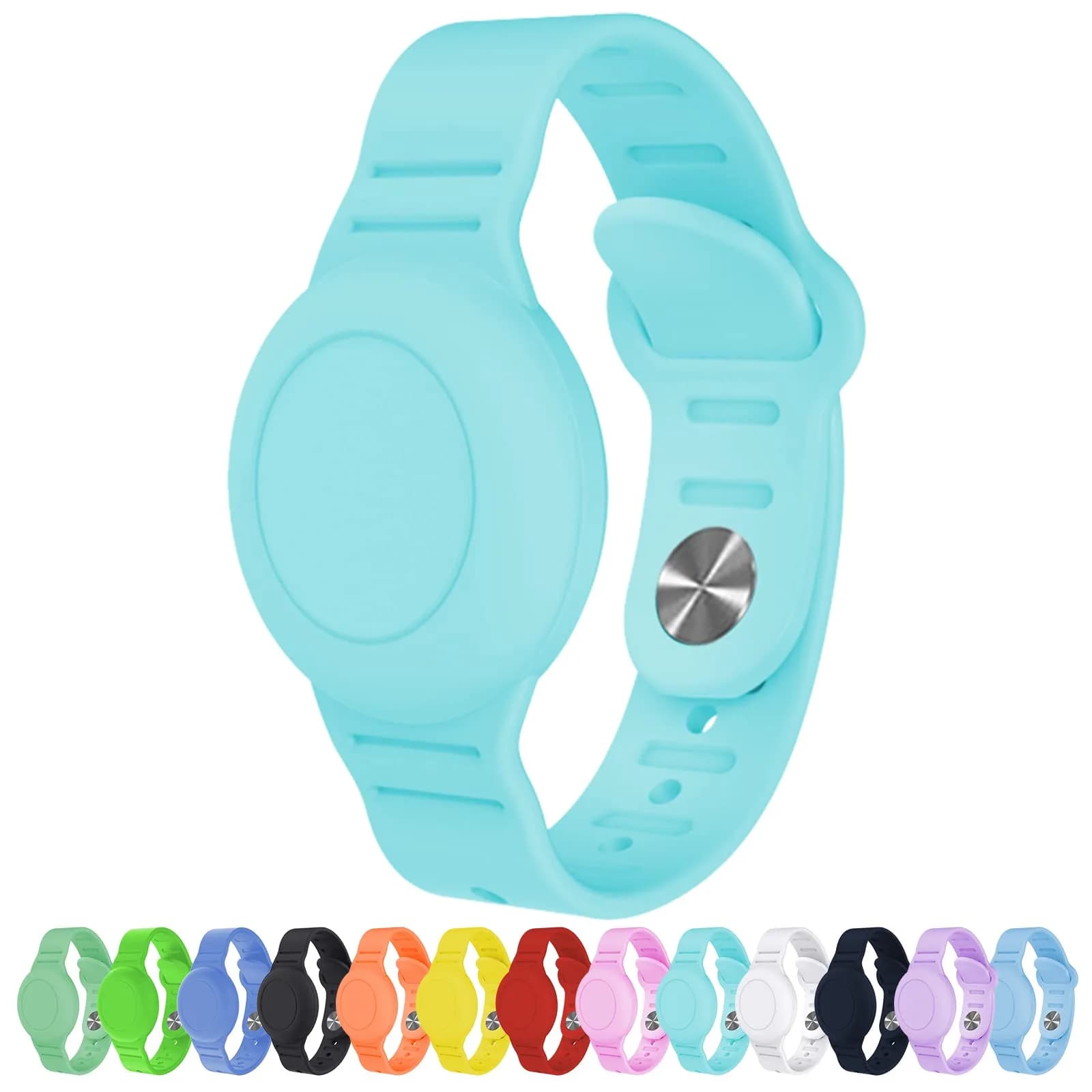 KAHADI Waterproof AirTag Bracelet for Kids | Hidden Silicone Wristband for AirTag, GPS Tracker Case Holder Strap Watch Band for Child Toddler, Secure Anti-Loss Protection (Mint Green) - main product image