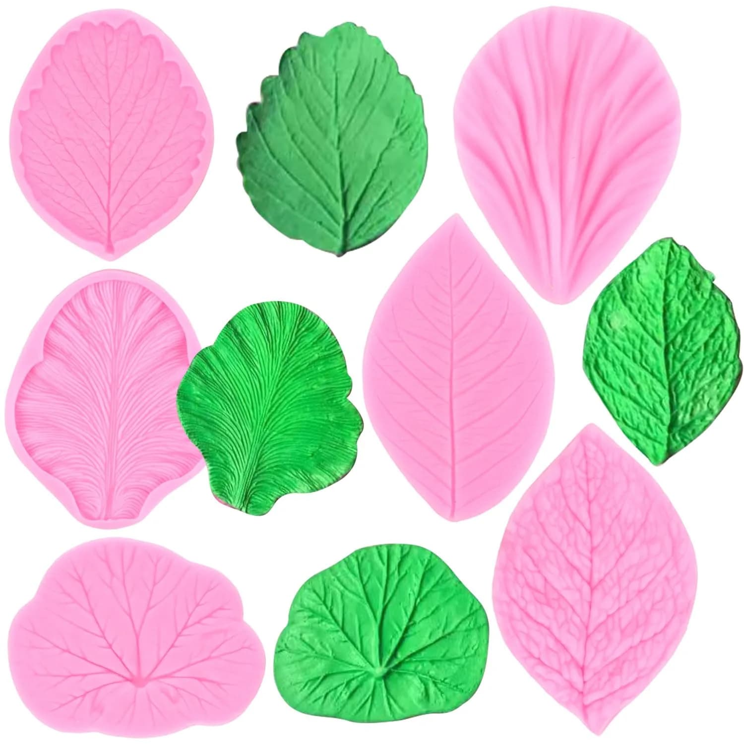 ZiXiang Leaf Silicone Veining Fondant Molds Set of 6 | Food Grade Silicone for Cake Decorating - main product image